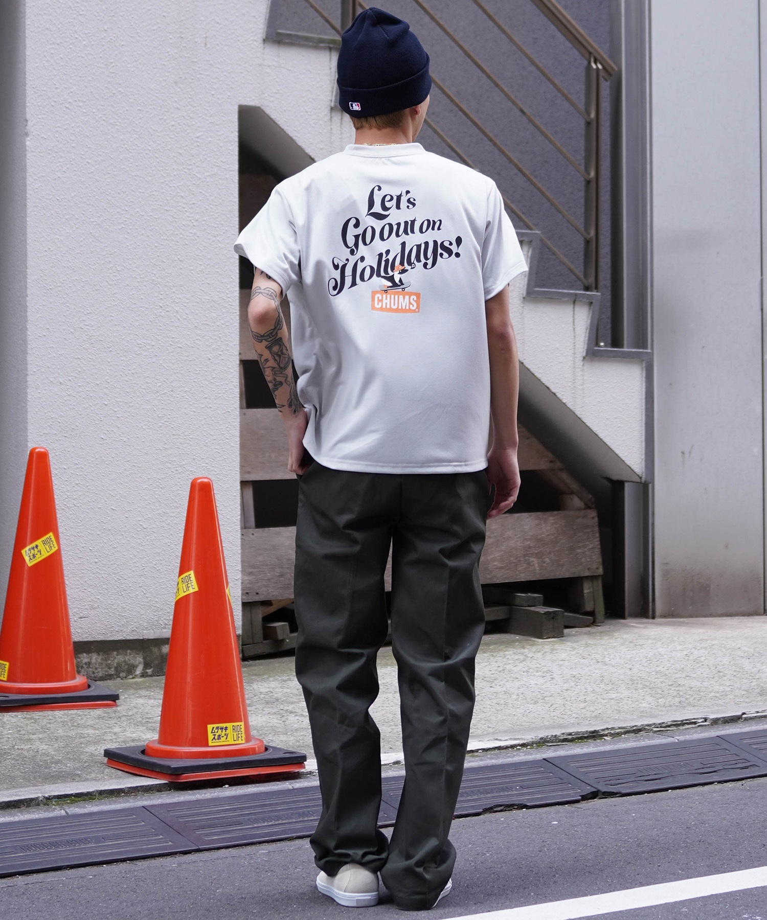 CHUMS/チャムス Let's Go out on Holidays! Work Out Dry T レッツゴーアウト クルーネック CH01-2377(W001-M)