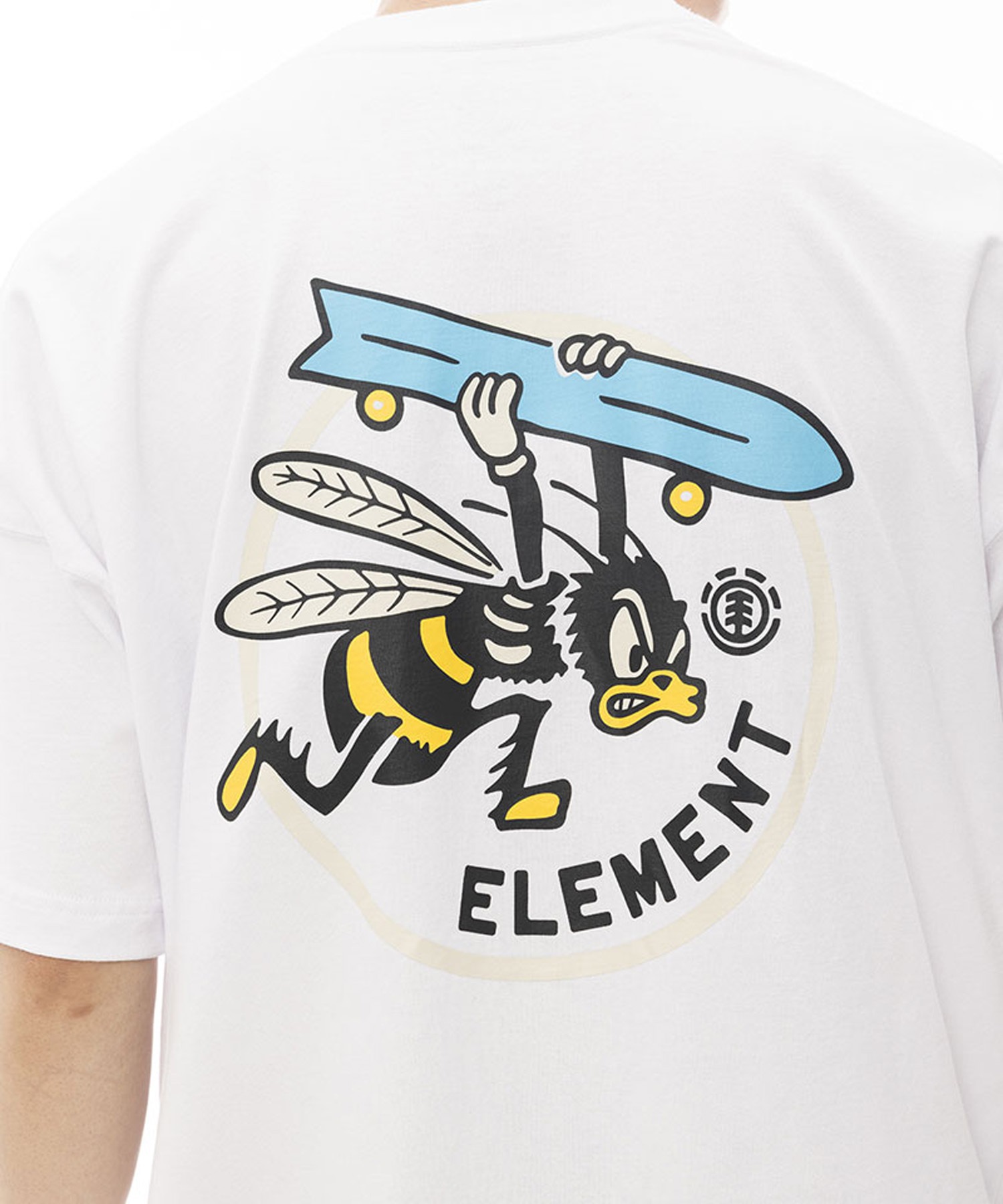 ELEMENT エレメント メンズ Tシャツ 半袖 バックプリント ビッグシルエット クルーネック BE02A-210(WHT-M)