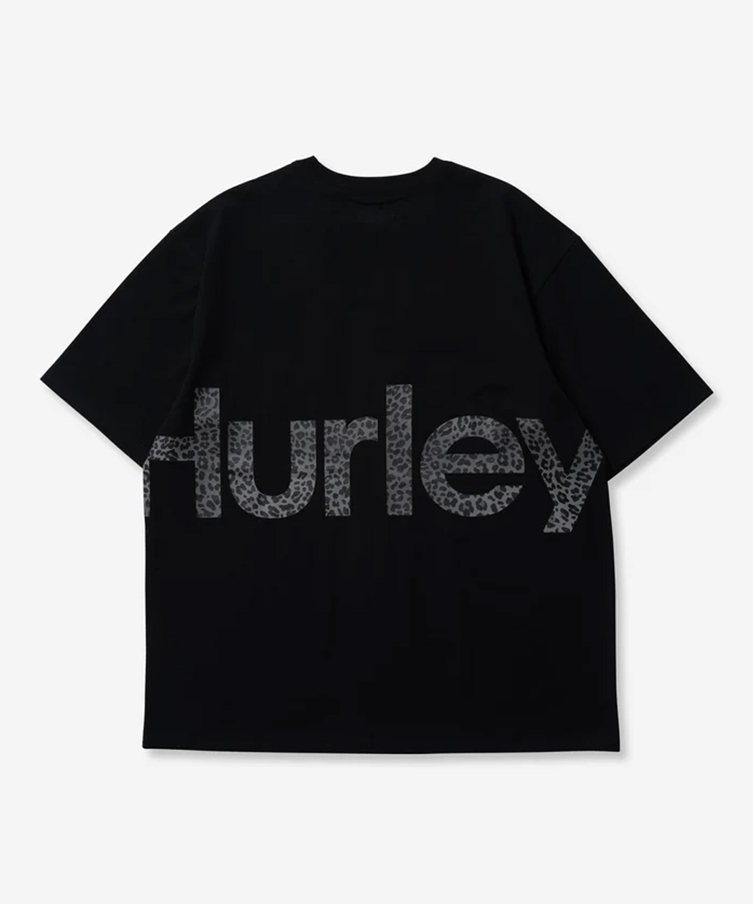 Hurley ハーレー メンズ 半袖 Tシャツ オーバーサイズ レオパード柄 ビッグロゴ バックプリント MSS2411023(BLK-S)