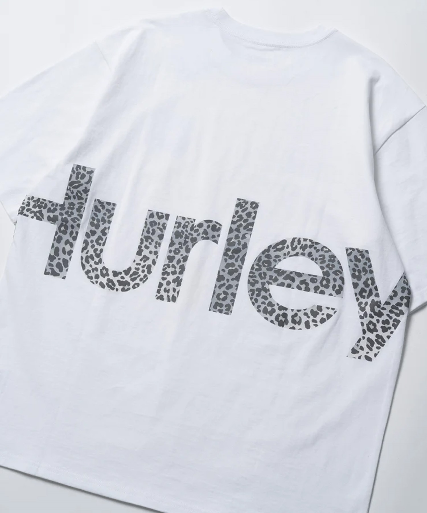 Hurley ハーレー メンズ 半袖 Tシャツ オーバーサイズ レオパード柄 ビッグロゴ バックプリント MSS2411023(WHT-S)