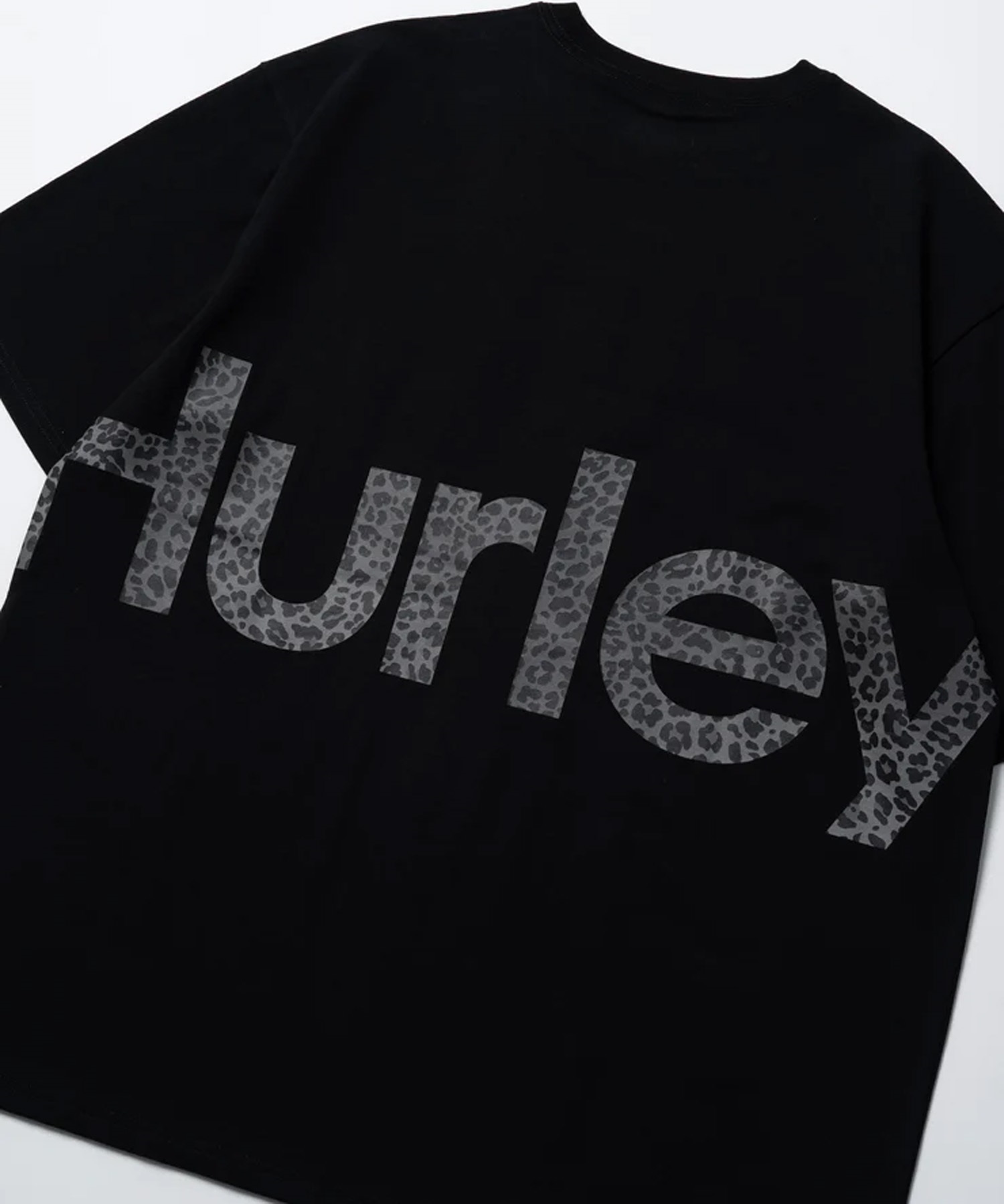 Hurley ハーレー メンズ 半袖 Tシャツ オーバーサイズ レオパード柄 ビッグロゴ バックプリント MSS2411023(BLK-S)