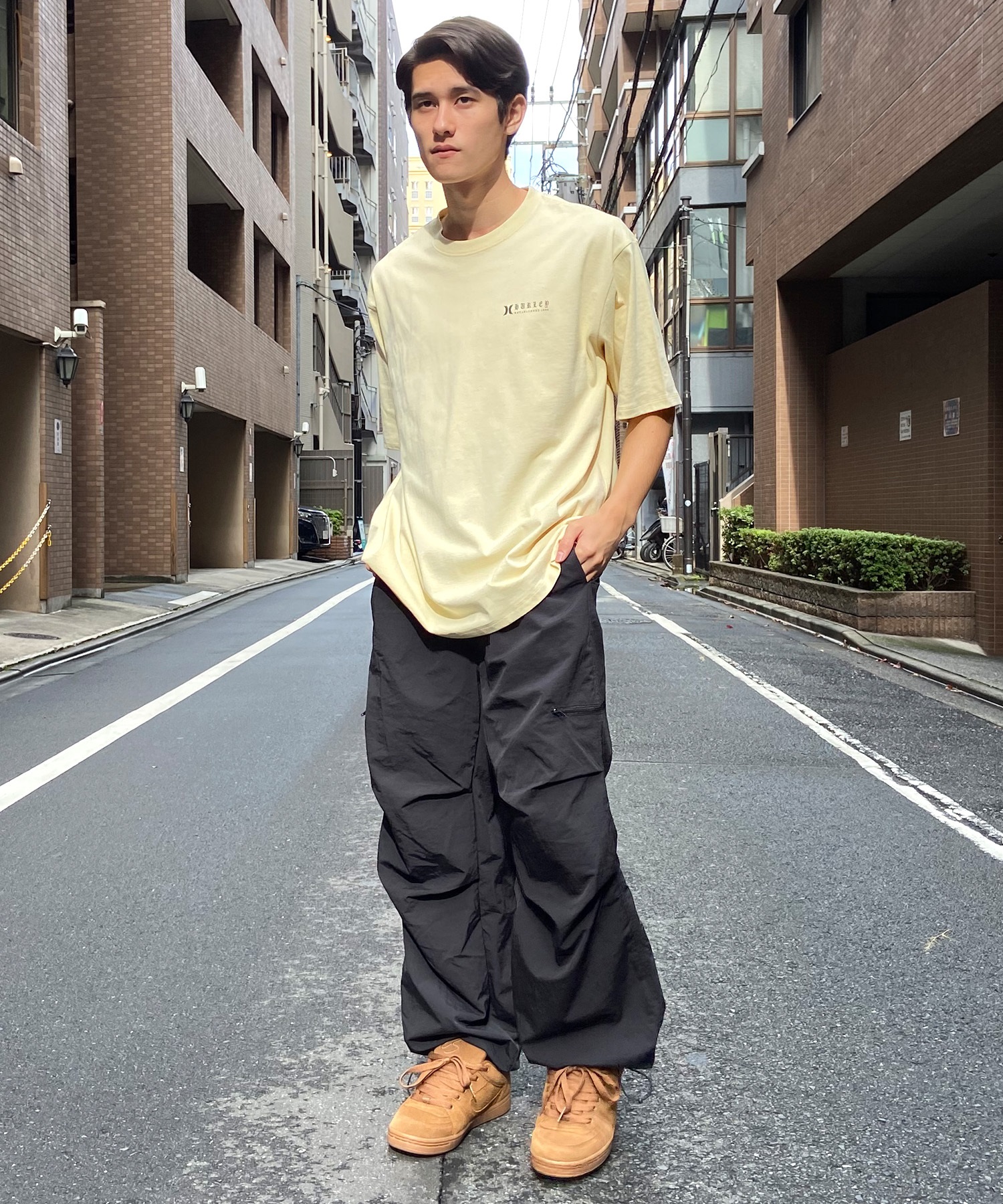 Hurley ハーレー メンズ 半袖 Tシャツ オーバーサイズ オールドイングリッシュ ロゴ バックプリント MSS2411024(CRM-M)