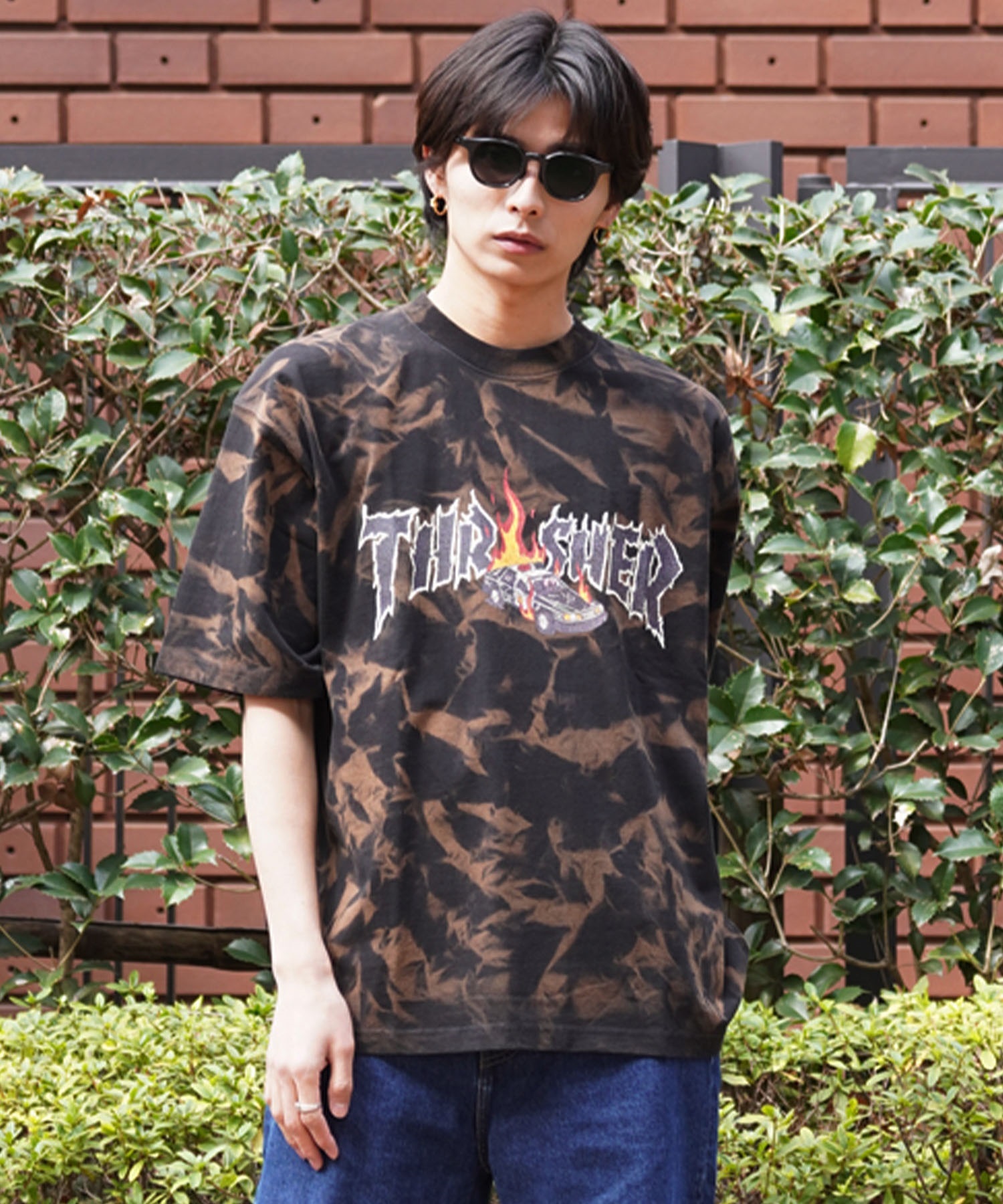 【マトメガイ対象】THRASHER スラッシャー メンズ 半袖 Tシャツ NECKFACE（ネックフェイス） THM-24SPSST01 ムラサキスポーツ別注(IVO-M)