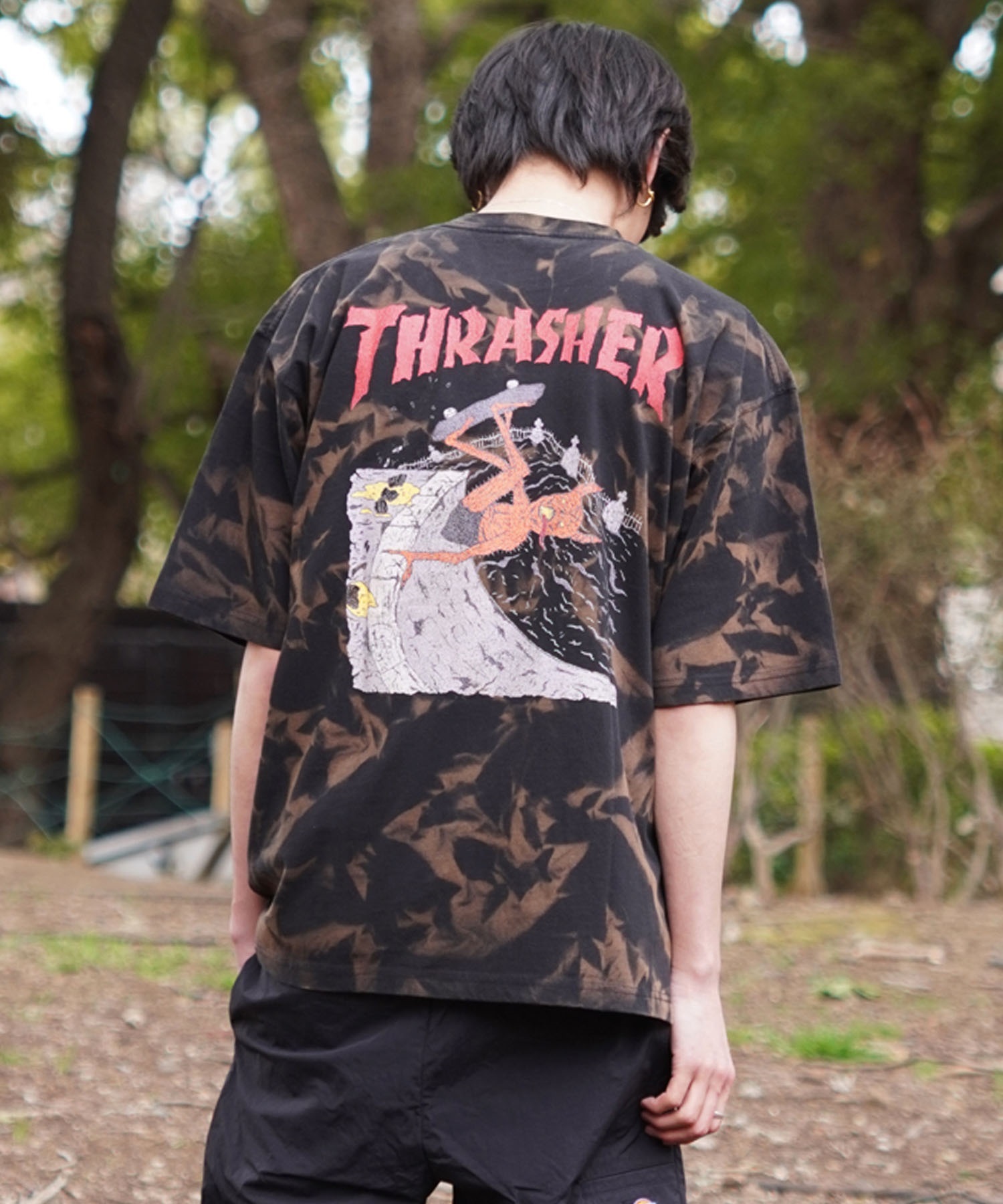 THRASHER スラッシャー メンズ 半袖 Tシャツ NECKFACE（ネックフェイス） THM-24SPSST02 ムラサキスポーツ別注(MURA-M)