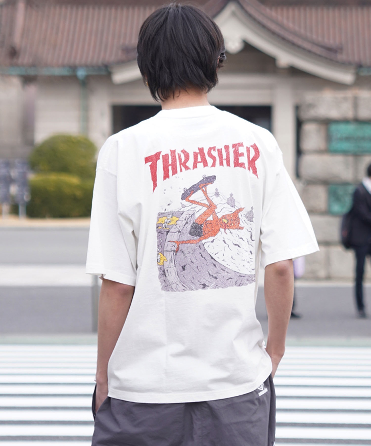 THRASHER スラッシャー メンズ 半袖 Tシャツ NECKFACE（ネックフェイス） THM-24SPSST02 ムラサキスポーツ別注(MURA-M)