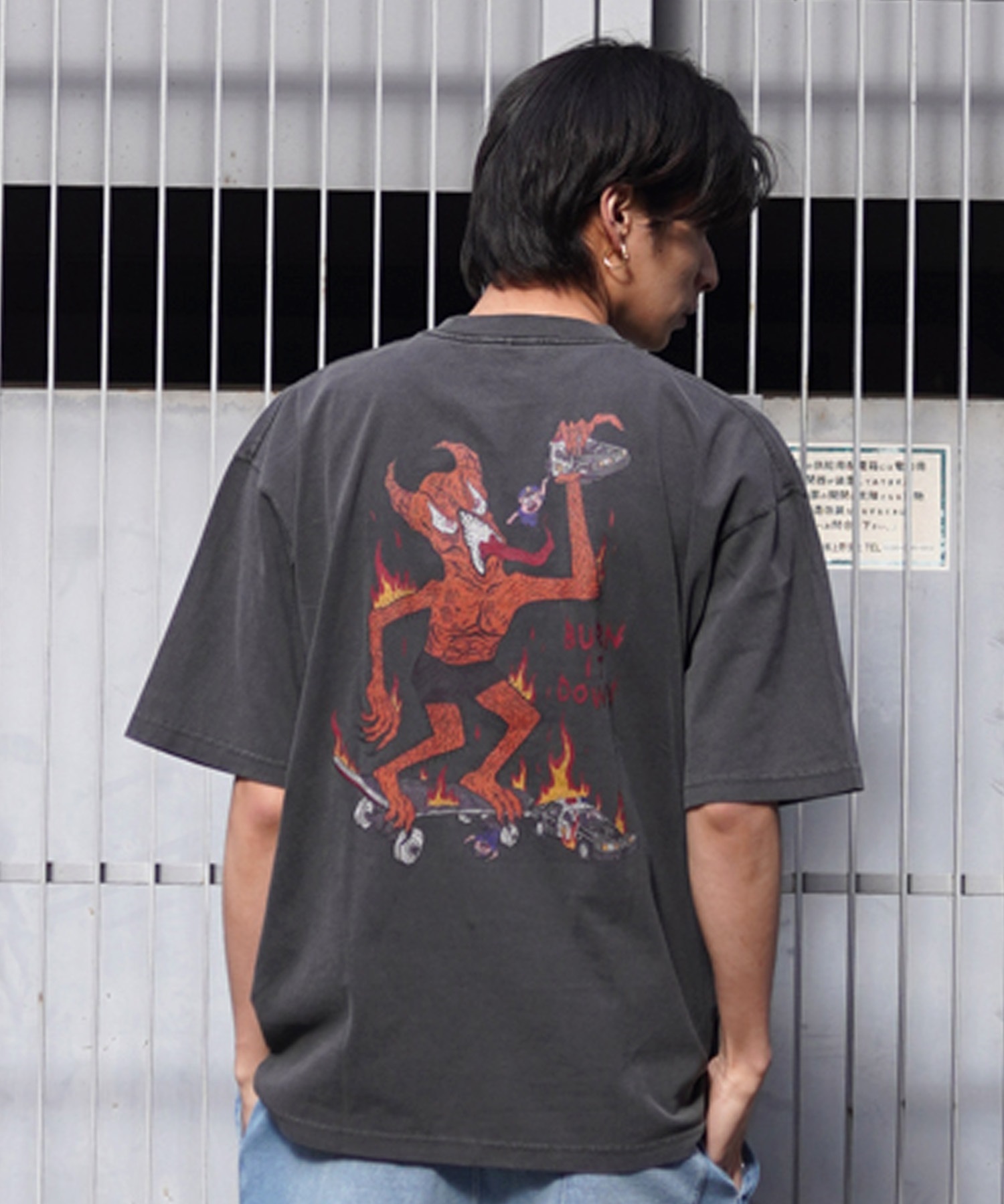 【マトメガイ対象】THRASHER スラッシャー メンズ 半袖 Tシャツ ピグメント染 NECKFACE ネックフェイス THM-24SPSST03 ムラサキスポーツ限定(BLK-M)