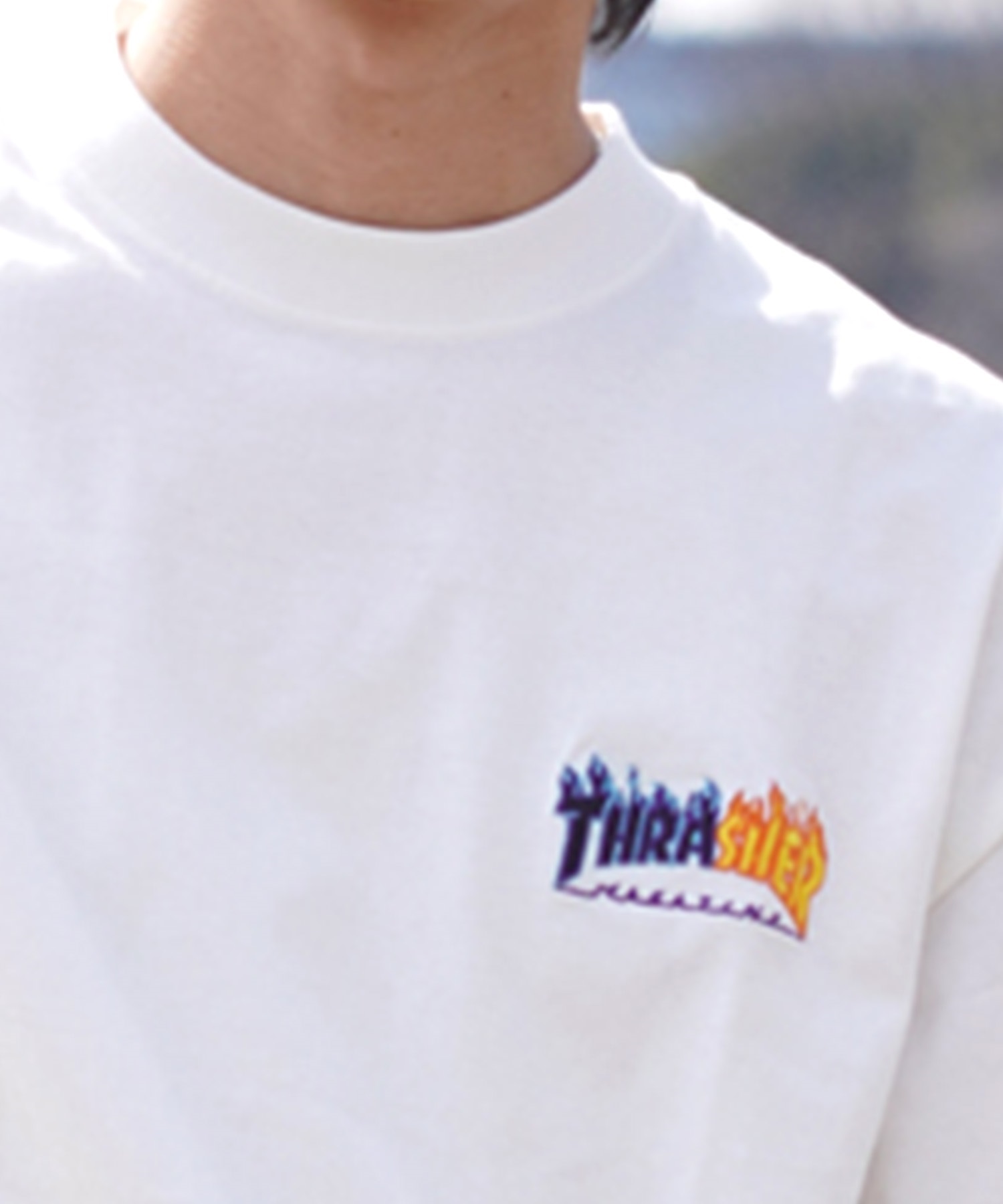 【マトメガイ対象】THRASHER スラッシャー メンズ 半袖 Tシャツ ロゴ 刺繍 シンプル ビッグシルエット THM-24SPSST07 ムラサキスポーツ限定(WHT-M)