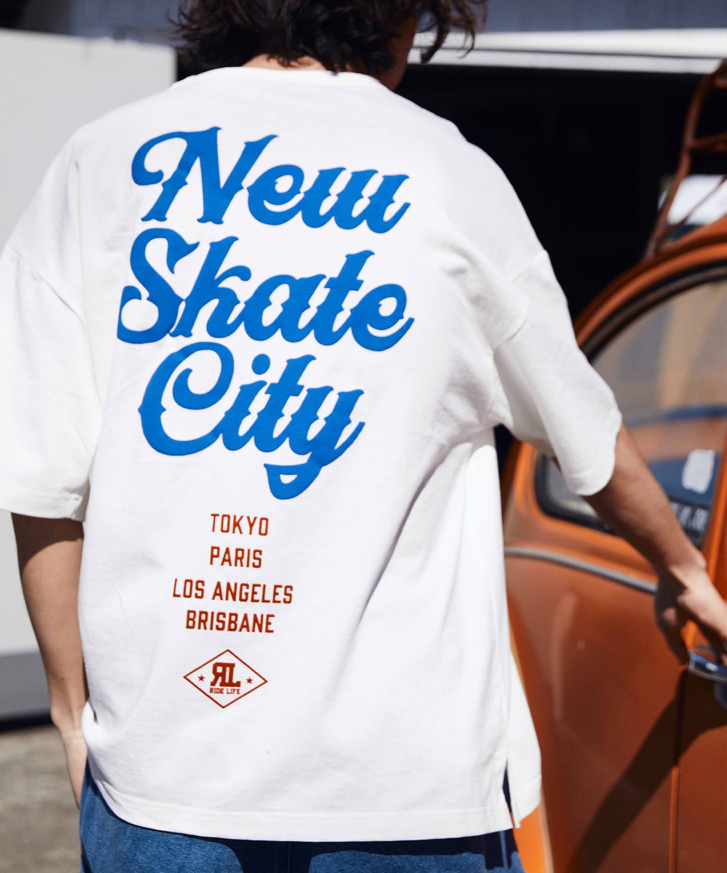 DEAR LAUREL ディアローレル メンズ 半袖 Tシャツ "New SkateCity" バックプリント 吸水速乾 D24S2102(GRY-M)