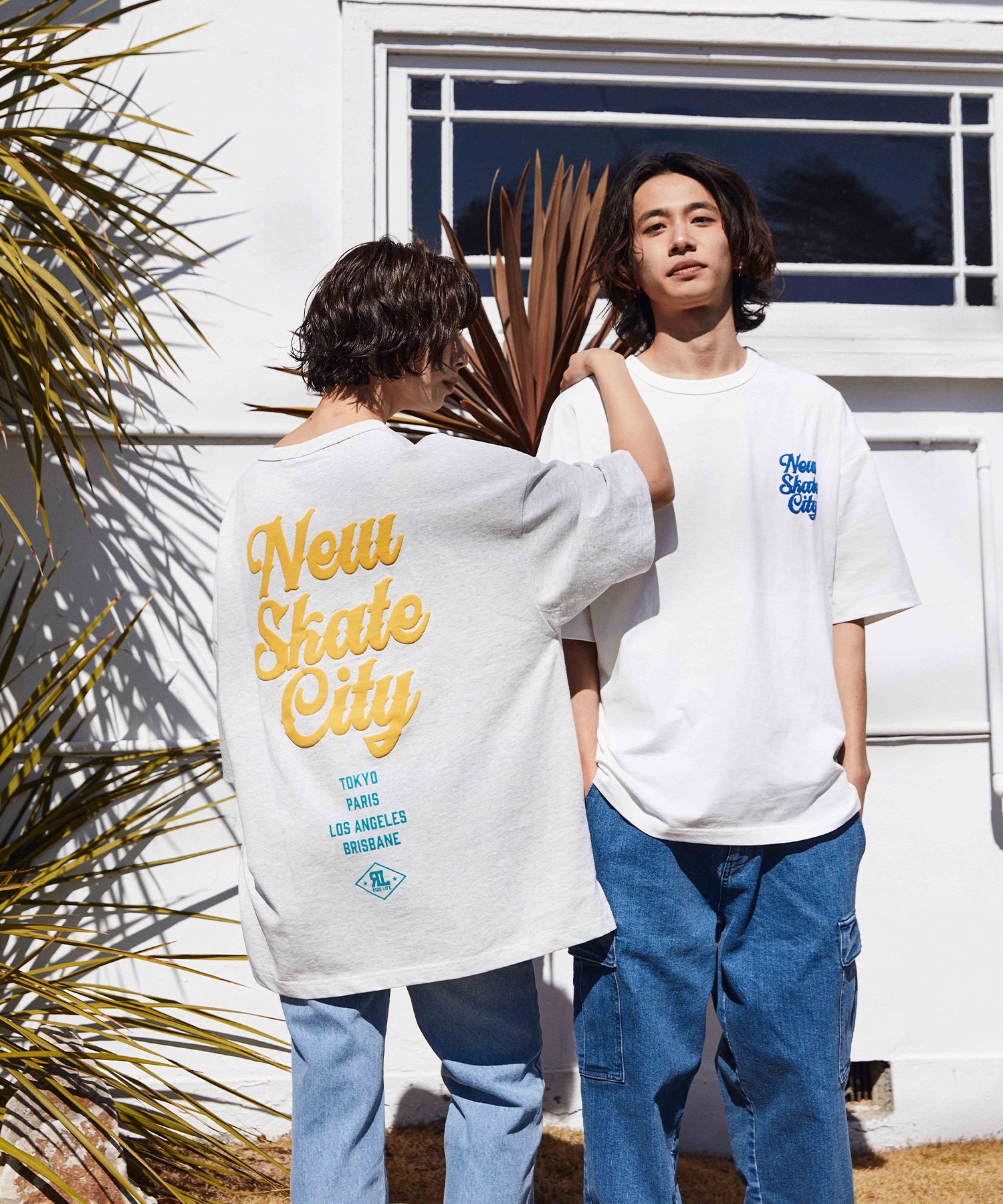 DEAR LAUREL ディアローレル メンズ 半袖 Tシャツ "New SkateCity" バックプリント 吸水速乾 D24S2102(GRY-M)