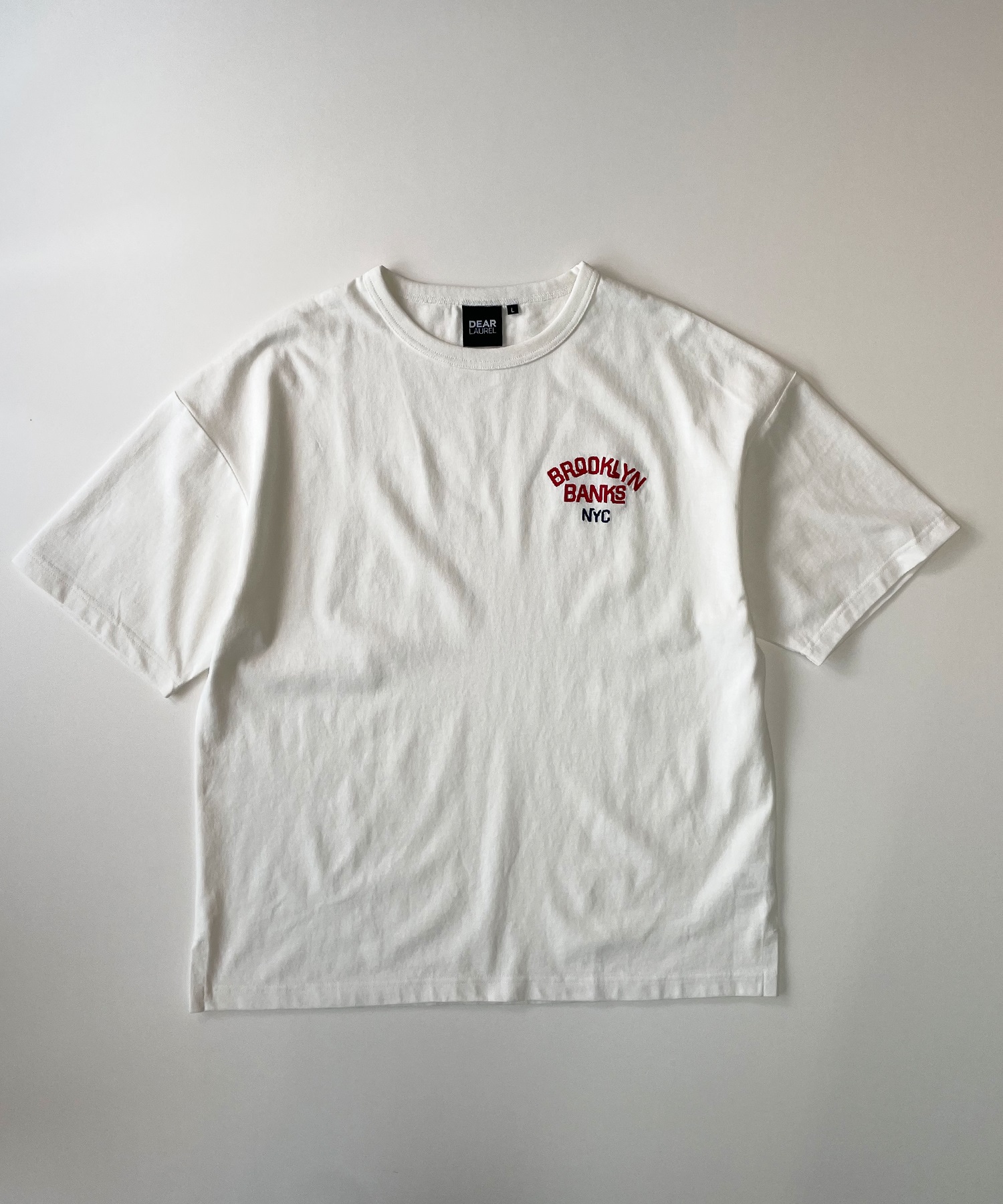 DEAR LAUREL ディアローレル メンズ 半袖 Tシャツ "Brooklyn Banks embroidery" ワンポイント 吸水速乾 D24S2103(BLK-M)