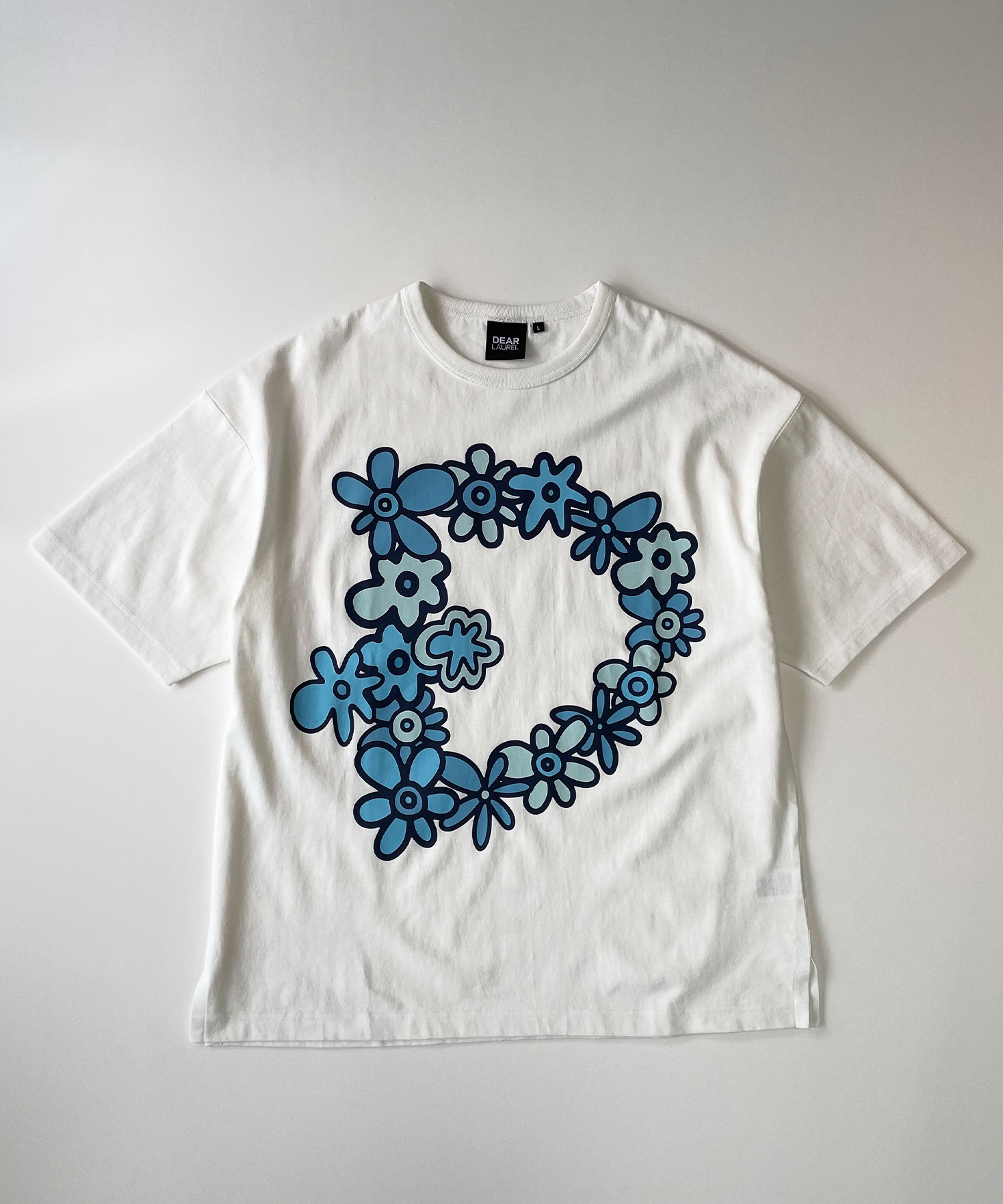 DEAR LAUREL ディアローレル メンズ 半袖 Tシャツ "Flower D" 花柄 プリント 吸水速乾 D24S2108(BLK-M)