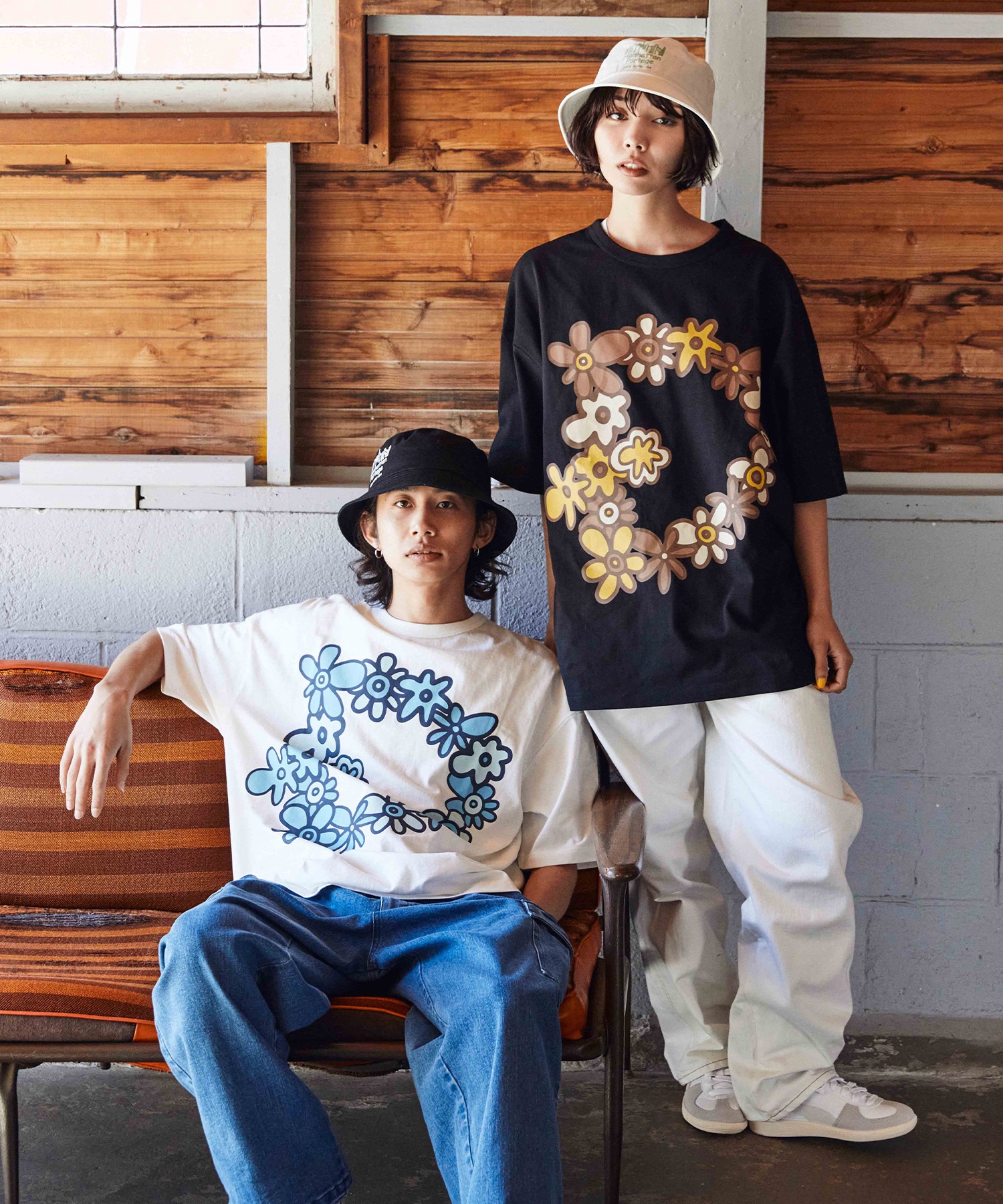 DEAR LAUREL ディアローレル メンズ 半袖 Tシャツ "Flower D" 花柄 プリント 吸水速乾 D24S2108(BLK-M)