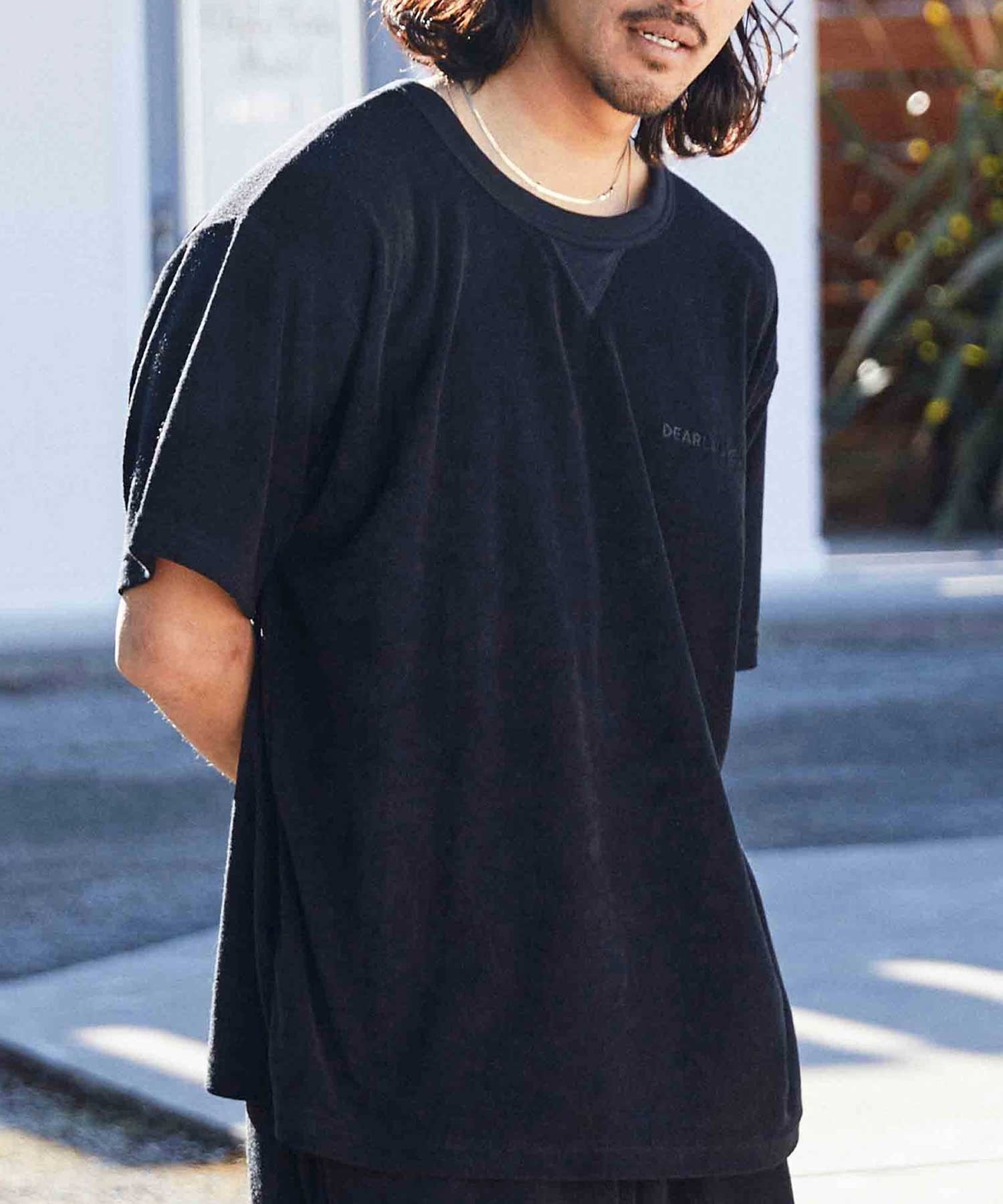 DEAR LAUREL ディアローレル メンズ 半袖 Tシャツ 機能素材 パイル地