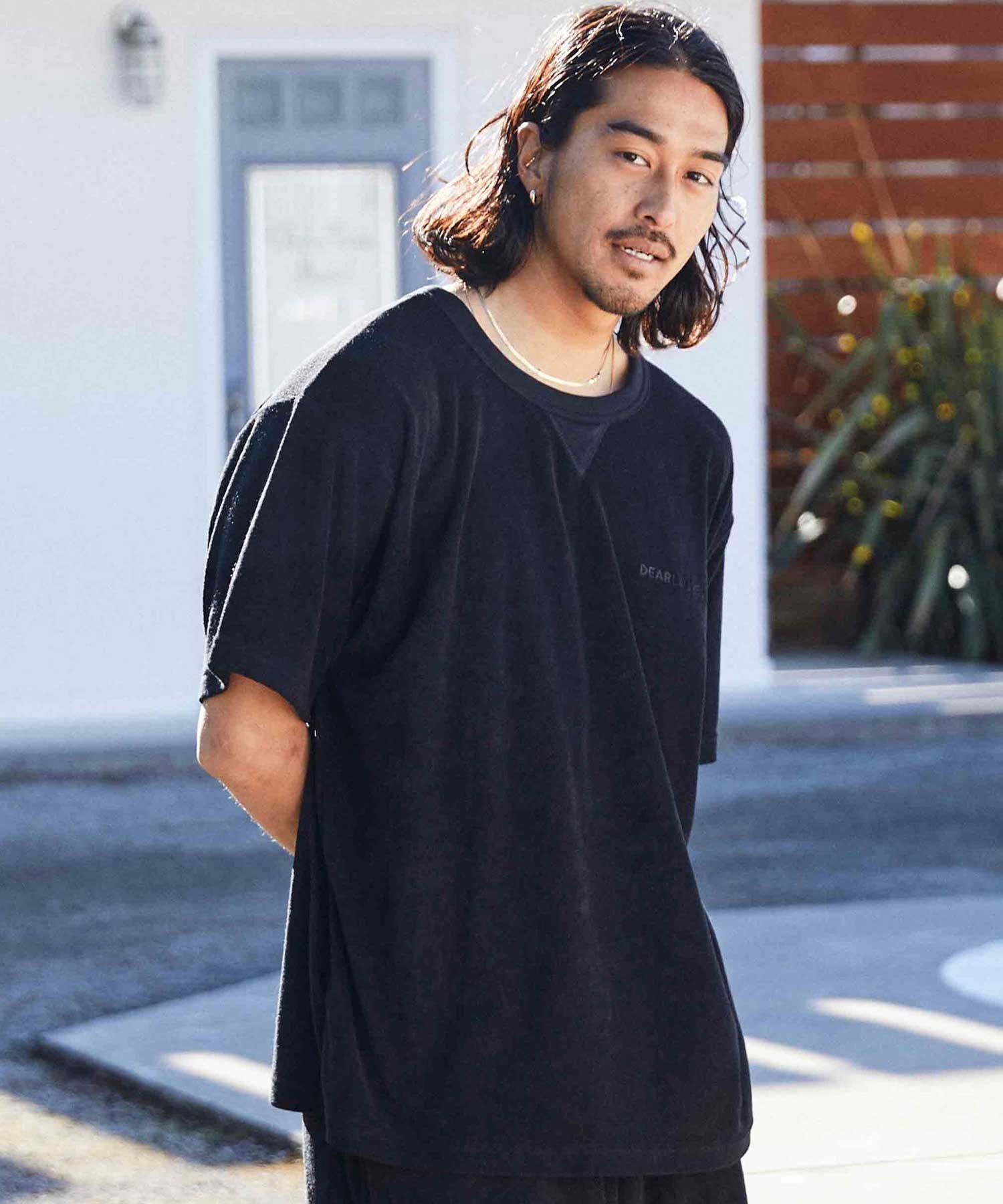 DEAR LAUREL ディアローレル メンズ 半袖 Tシャツ 機能素材 パイル地