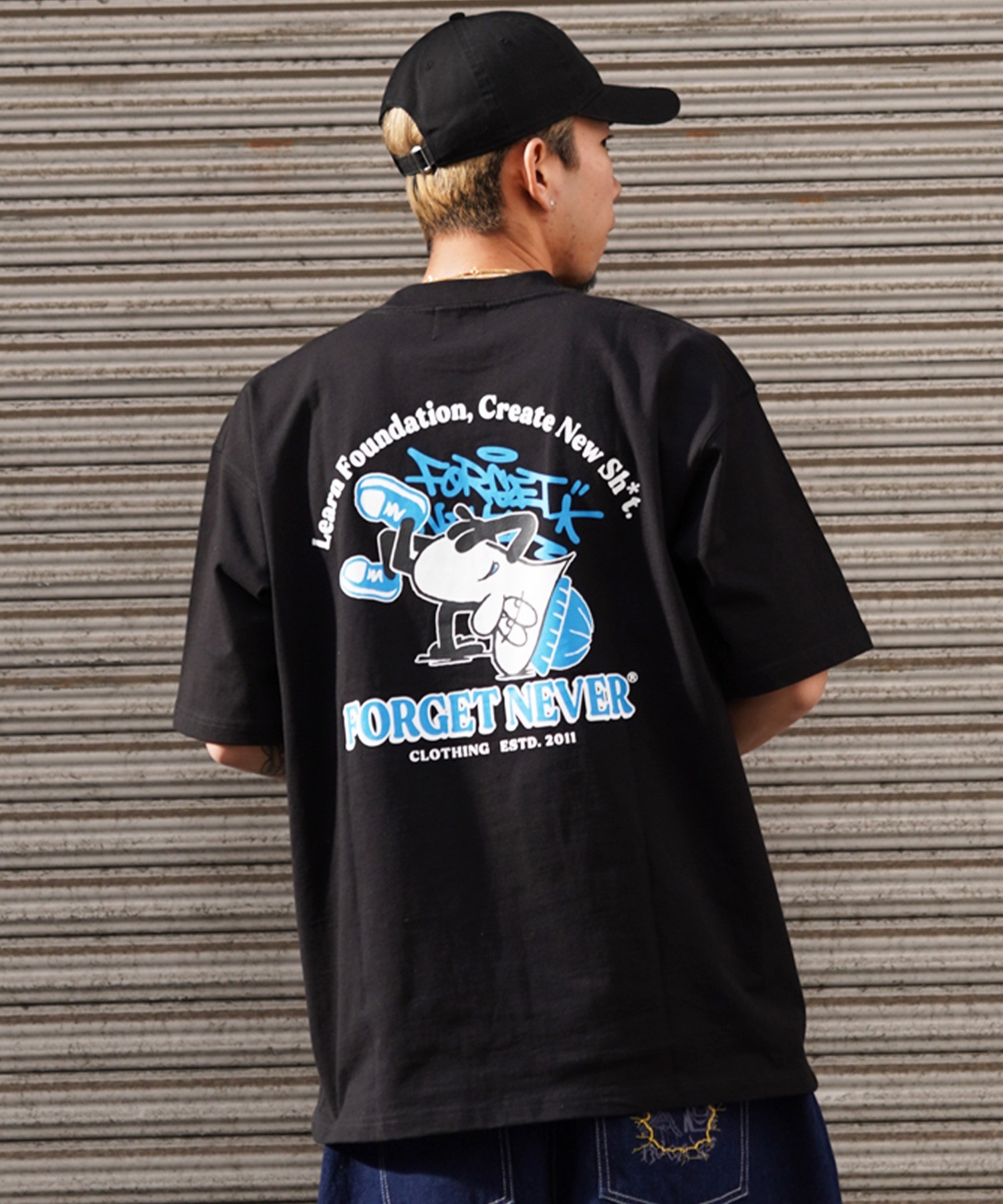 FORGET NEVER フォーゲットネバー メンズ 半袖Ｔシャツ バックプリント オーバーサイズ 242OO1ST200FN ムラサキスポーツ限定(WHT-M)