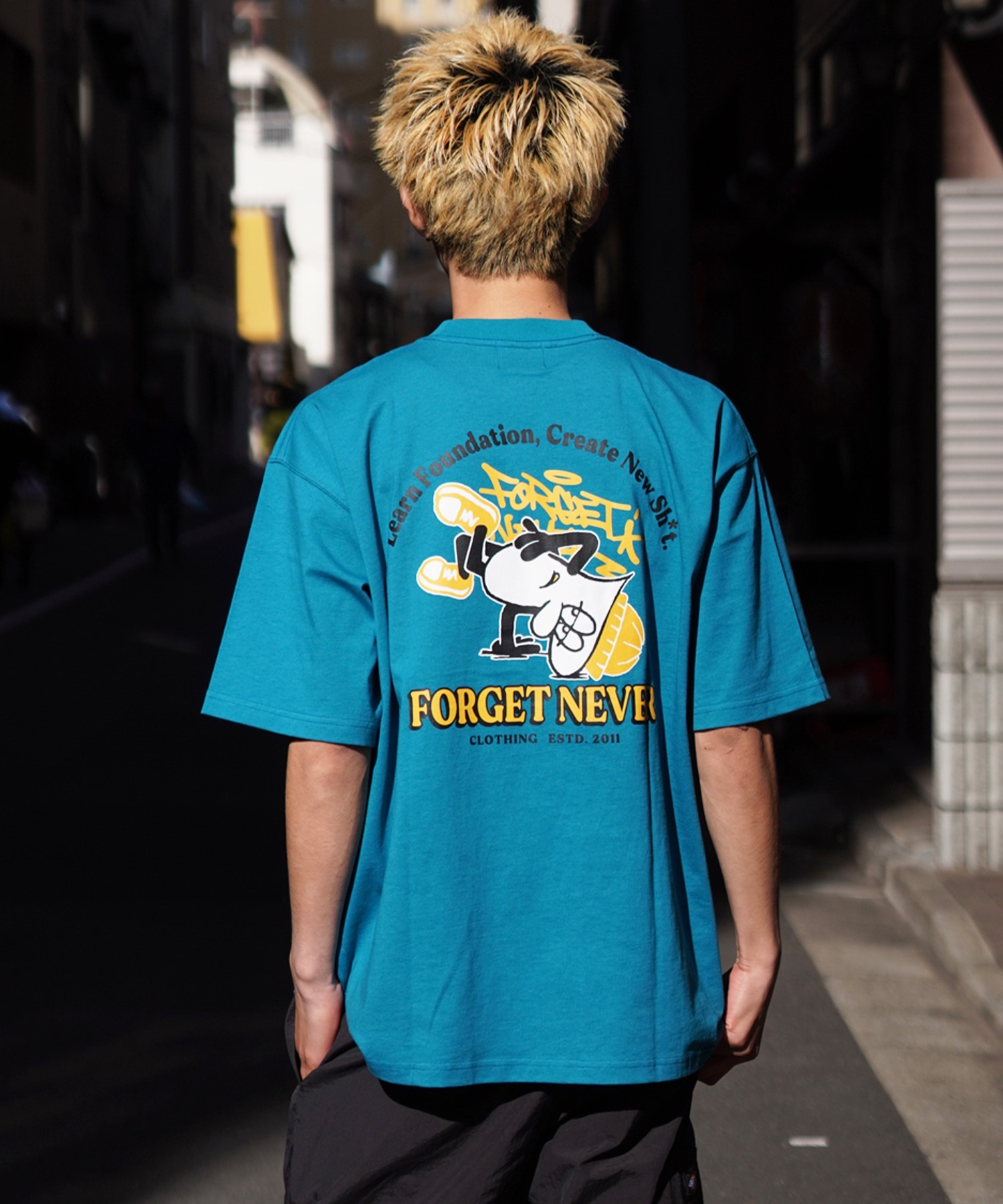 FORGET NEVER フォーゲットネバー メンズ 半袖Ｔシャツ バックプリント オーバーサイズ 242OO1ST200FN ムラサキスポーツ限定(WHT-M)