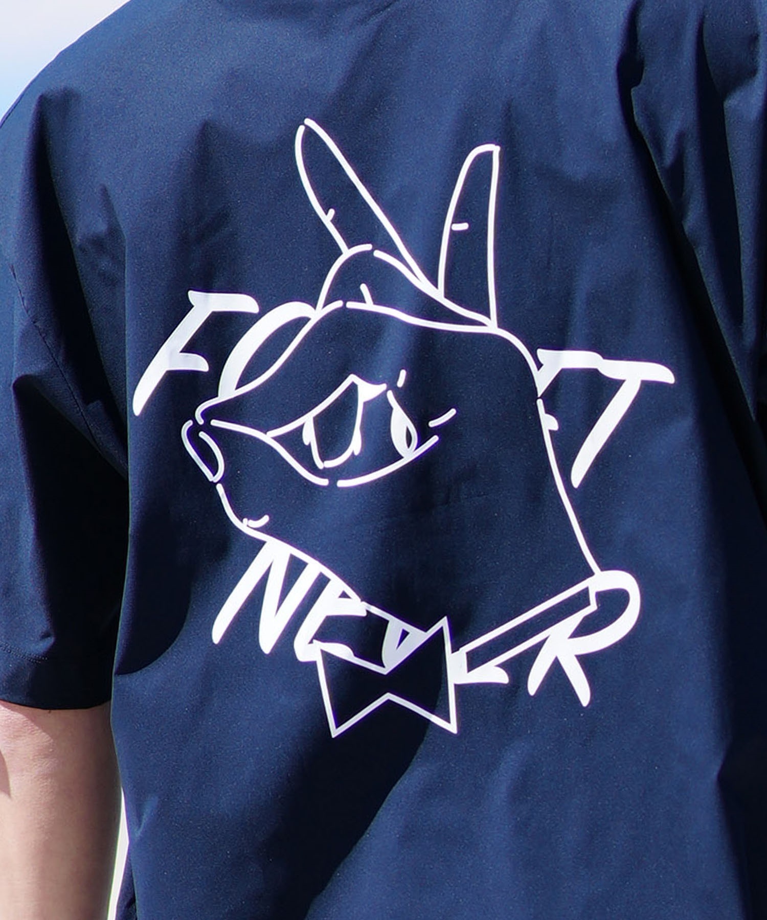 FORGET NEVER フォーゲットネバー メンズ 半袖Ｔシャツ バックプリント オーバーサイズ 242OO1ST245FN ムラサキスポーツ限定(NVY-M)