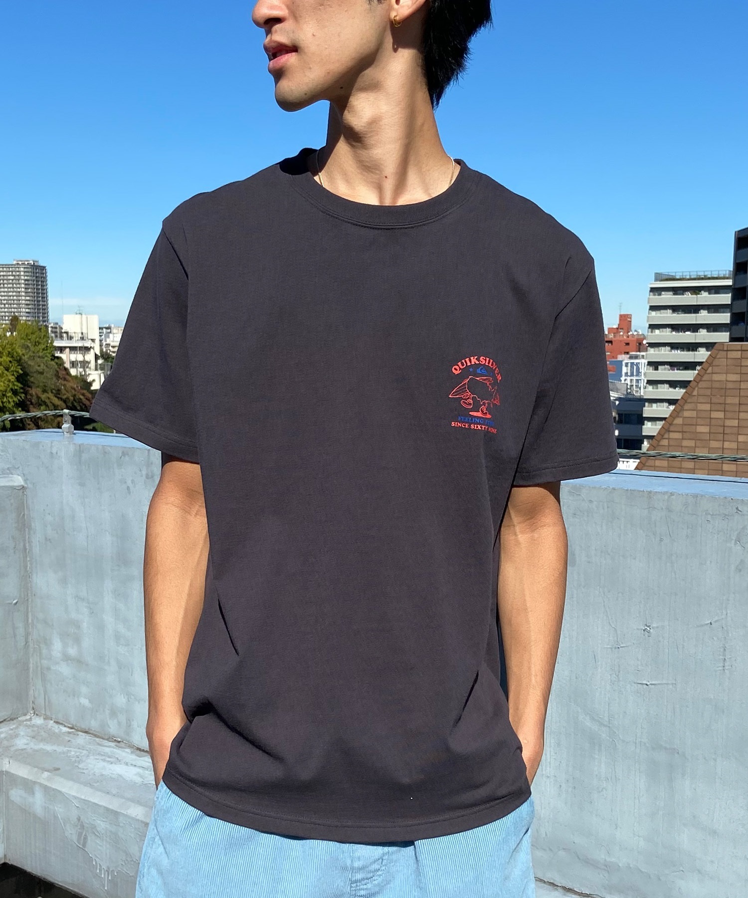 QUIKSILVER クイックシルバー メンズ Ｔシャツ 半袖 バックプリント クルーネック レギュラーフィット QST242002(CHC-M)