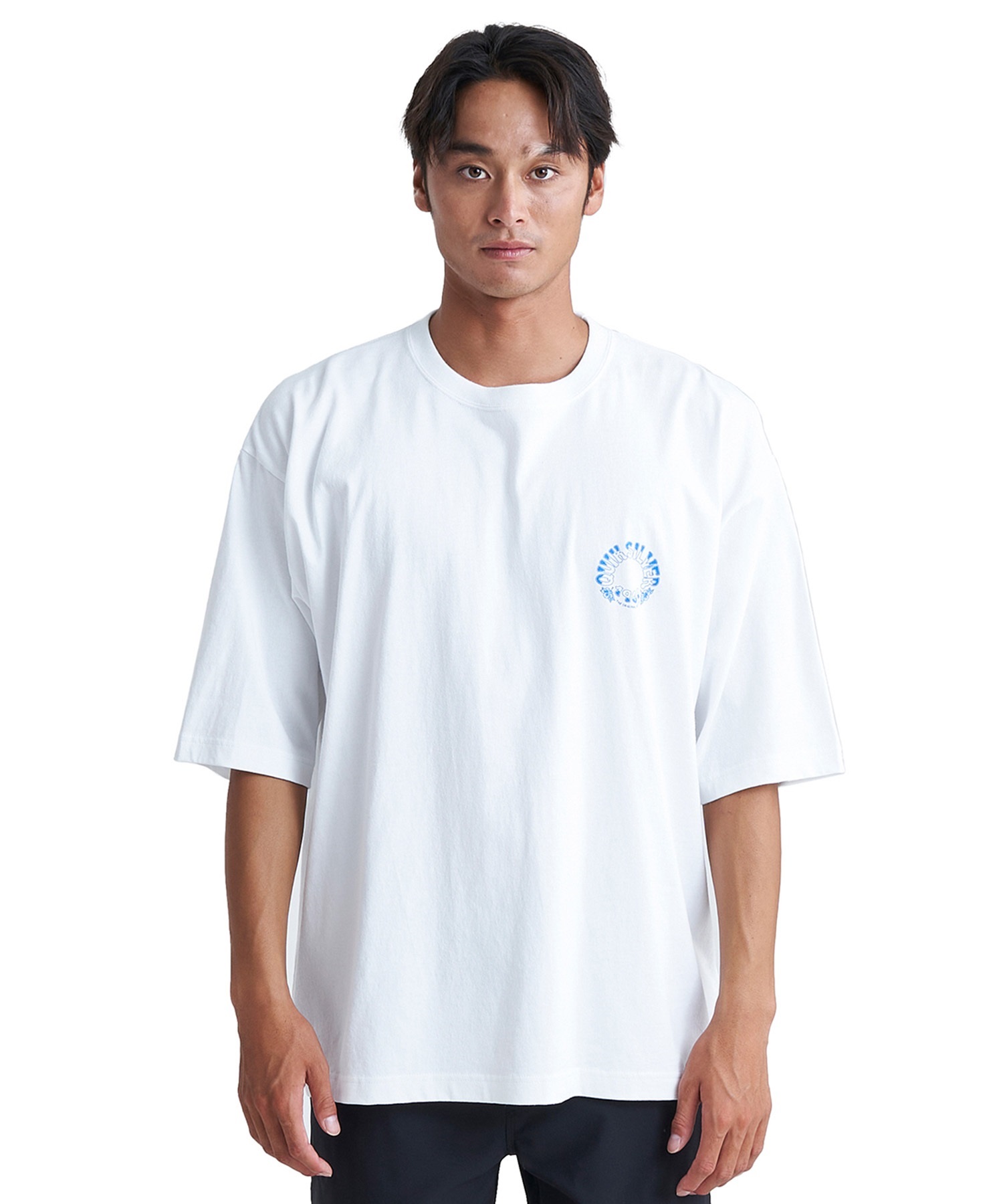 QUIKSILVER クイックシルバー メンズ Tシャツ 半袖 バックプリント クルーネック ルーズシルエット ピグメント加工 QST242005(WHT-M)