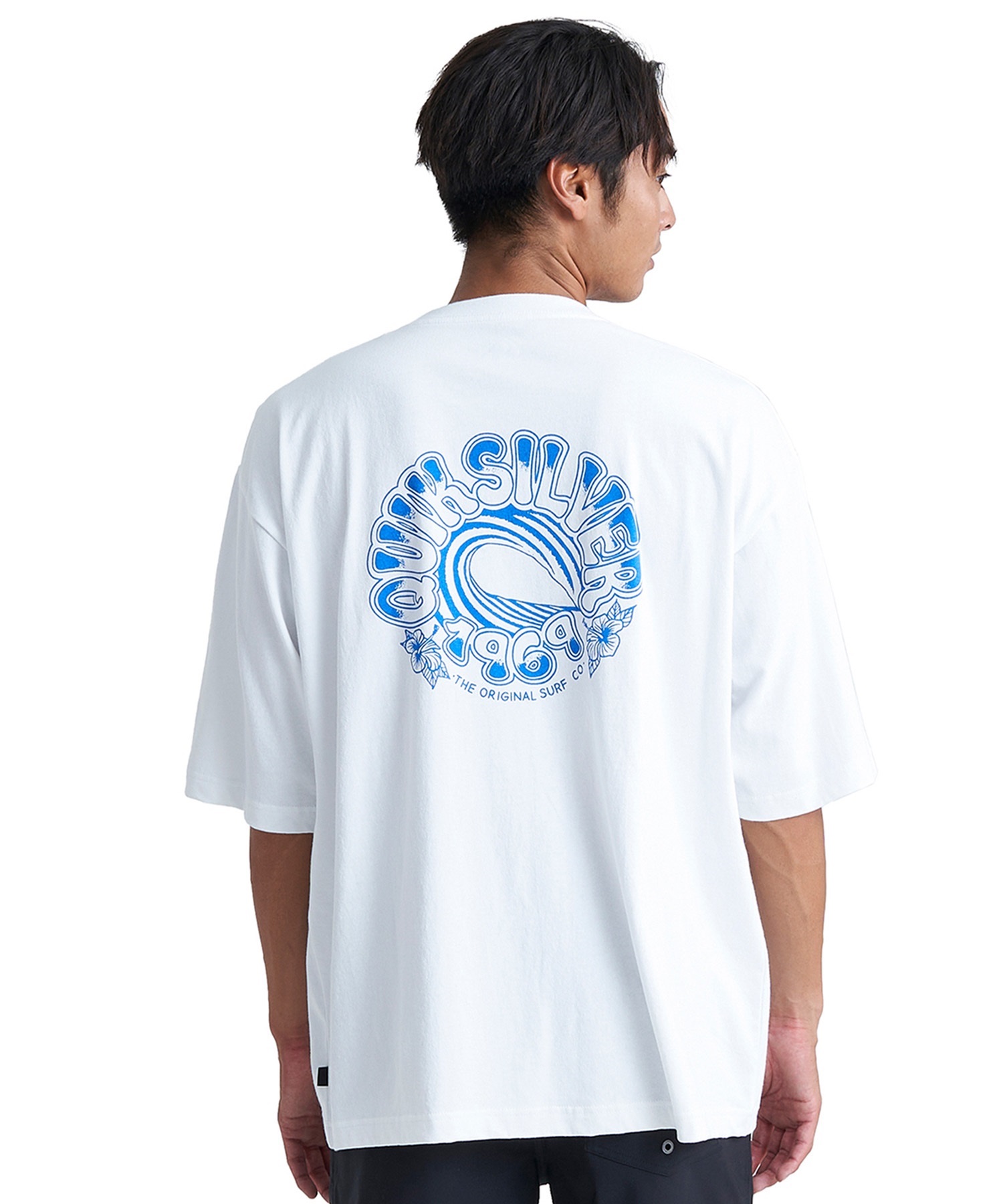 QUIKSILVER クイックシルバー メンズ Tシャツ 半袖 バックプリント クルーネック ルーズシルエット ピグメント加工 QST242005(NVY-M)