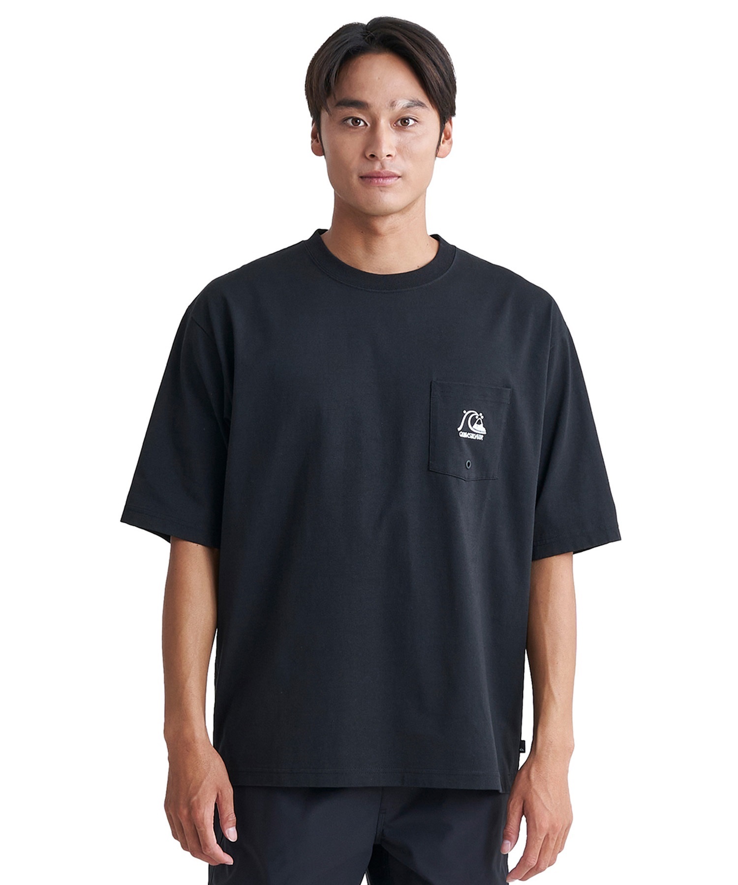 【クーポン対象】QUIKSILVER クイックシルバー メンズ ポケットTシャツ 半袖 ポケT バックプリント クルーネック オーバーサイズ QST242010(BLK-M)