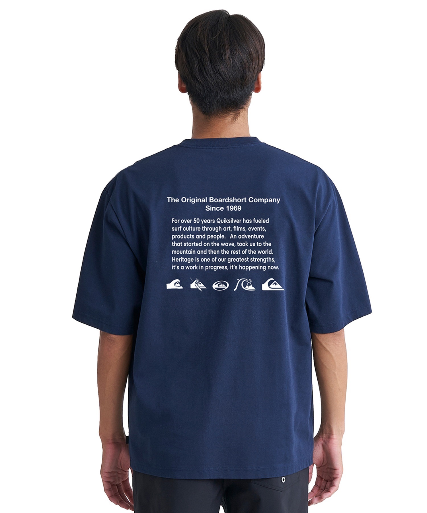【クーポン対象】QUIKSILVER クイックシルバー メンズ ポケットTシャツ 半袖 ポケT バックプリント クルーネック オーバーサイズ QST242010(BLK-M)