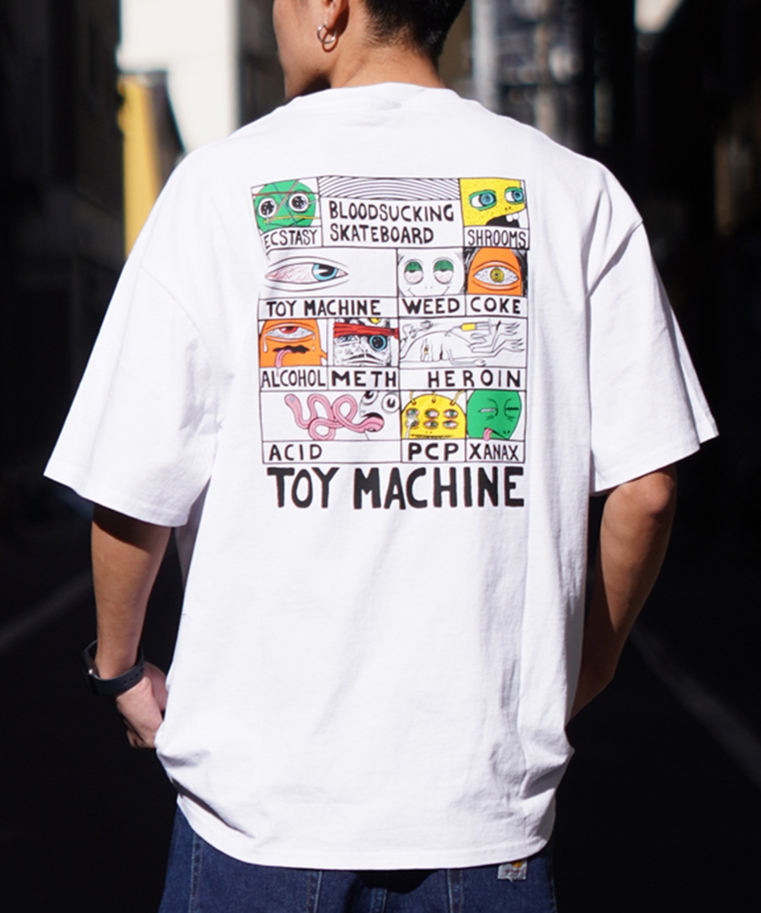 【ムラサキスポーツ限定】 TOY MACHINE トイマシーン メンズ 半袖 Tシャツ バックプリント MTMSEST2(BLACK-M)