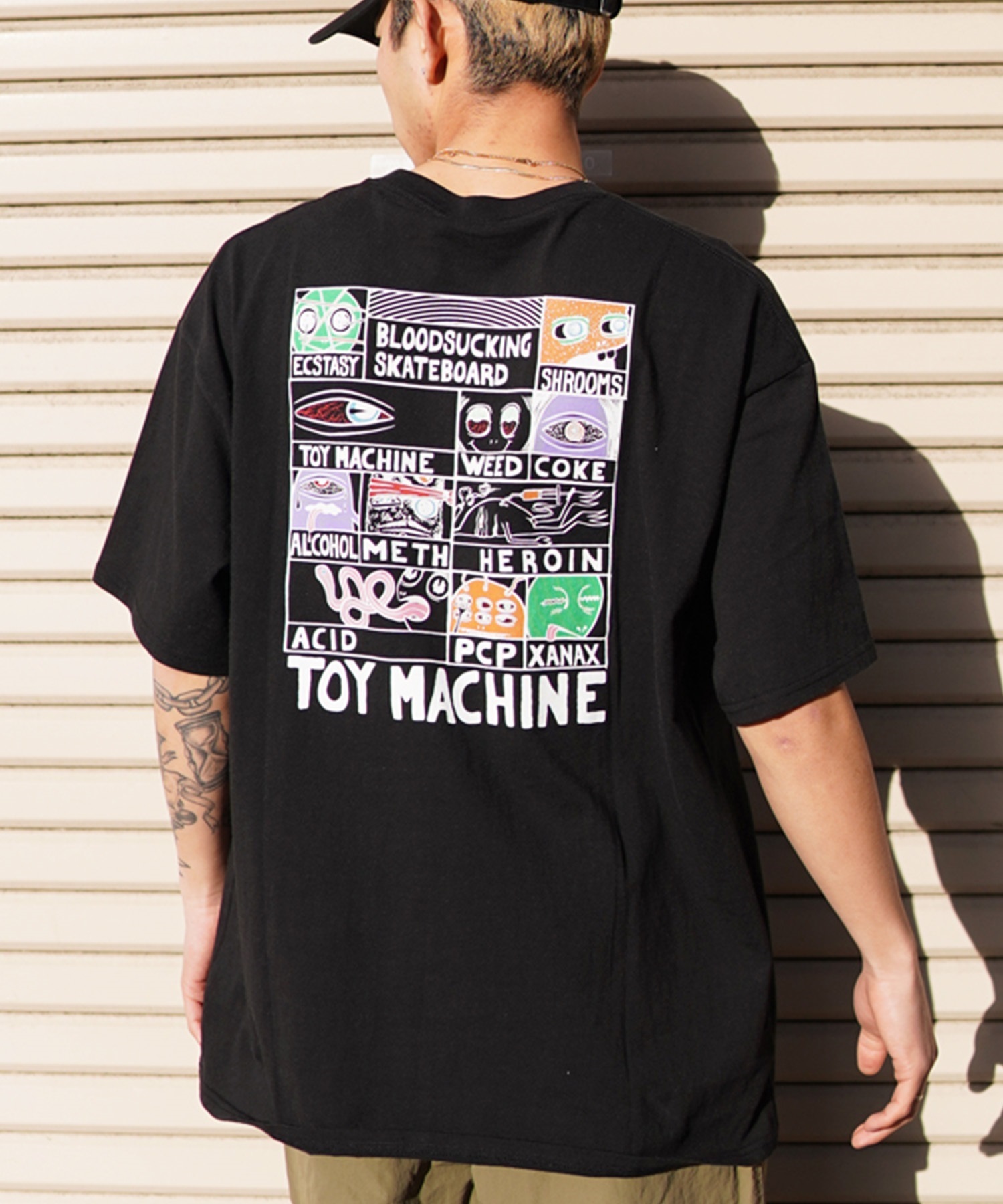 【ムラサキスポーツ限定】 TOY MACHINE トイマシーン メンズ 半袖 Tシャツ バックプリント MTMSEST2(BLACK-M)