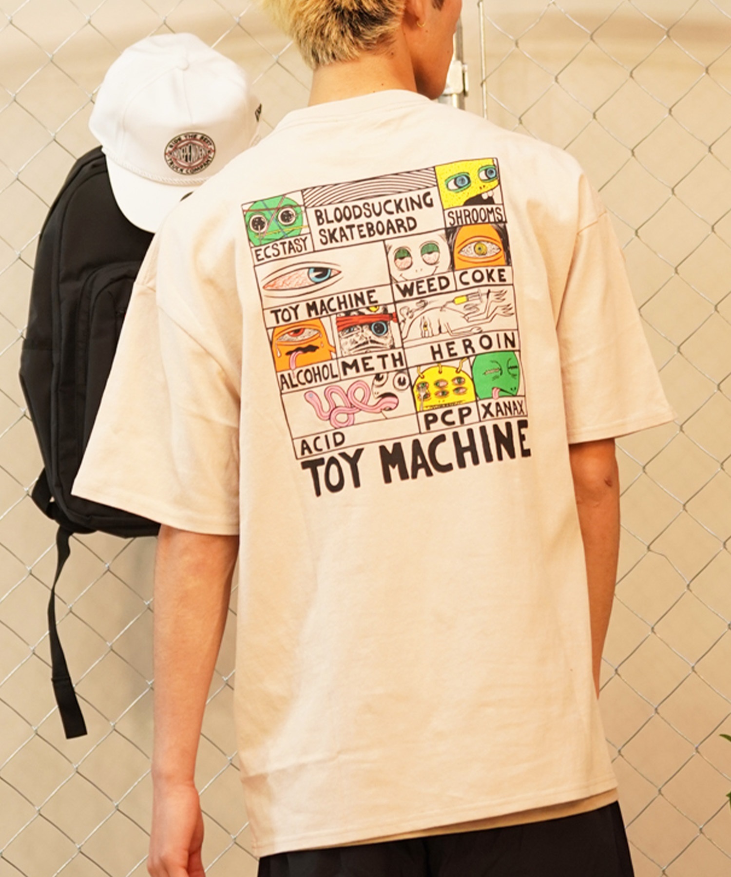 【ムラサキスポーツ限定】 TOY MACHINE トイマシーン メンズ 半袖 Tシャツ バックプリント MTMSEST2(WHITE-M)