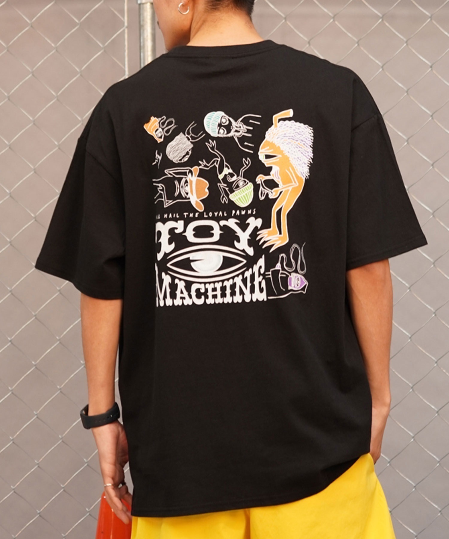 TOY MACHINE トイマシーン バックプリントTシャツ クルーネック半袖T メンズ MTMSEST5 ムラサキスポーツ限定(WHITE-M)