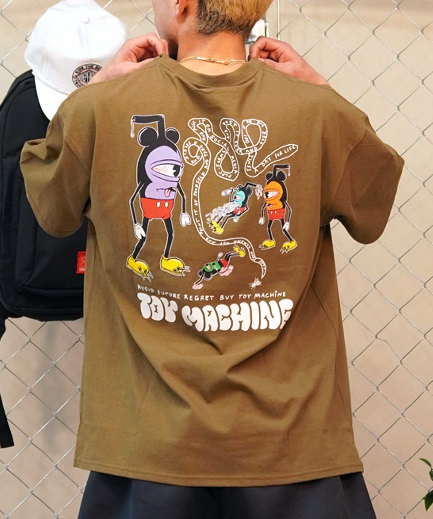 【ムラサキスポーツ限定】 TOY MACHINE トイマシーン 半袖Tシャツ バックプリント MTMSEST7(OLIVE-M)