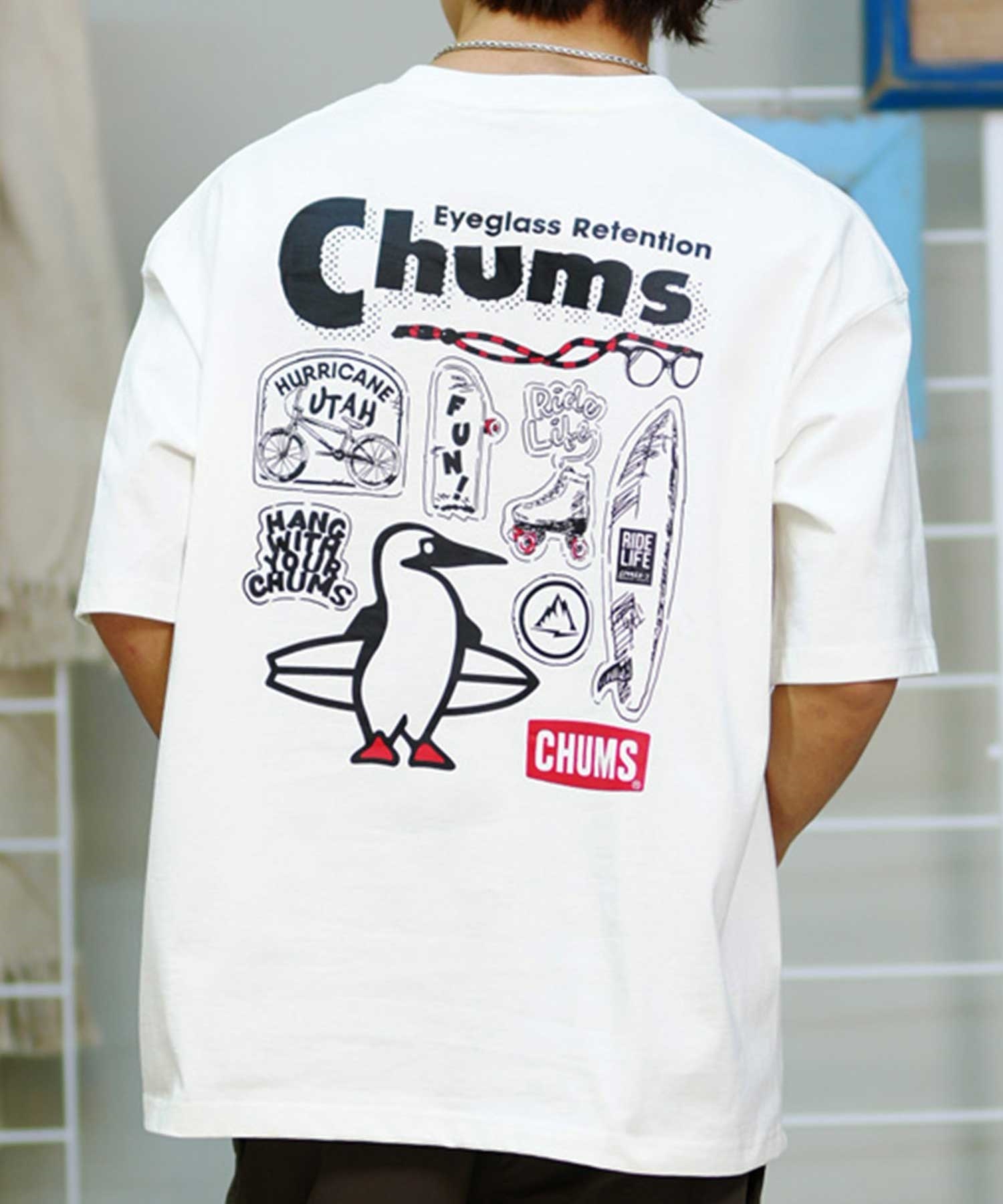 CHUMS チャムス メンズ 半袖 Tシャツ アーカイブ デザイン ヘビー コットン CH01-2413 ムラサキスポーツ限定(K001-S)