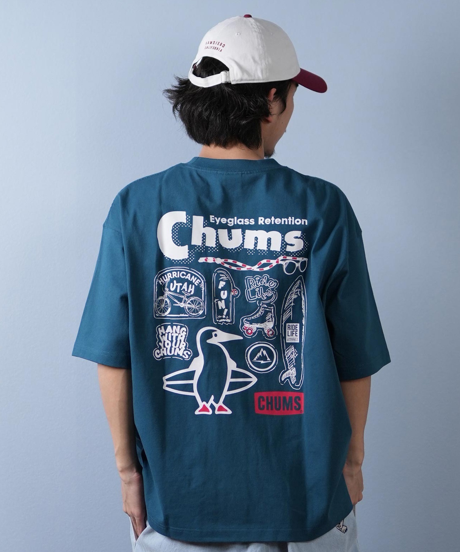 CHUMS チャムス メンズ 半袖 Tシャツ アーカイブ デザイン ヘビー コットン CH01-2413 ムラサキスポーツ限定(K001-S)