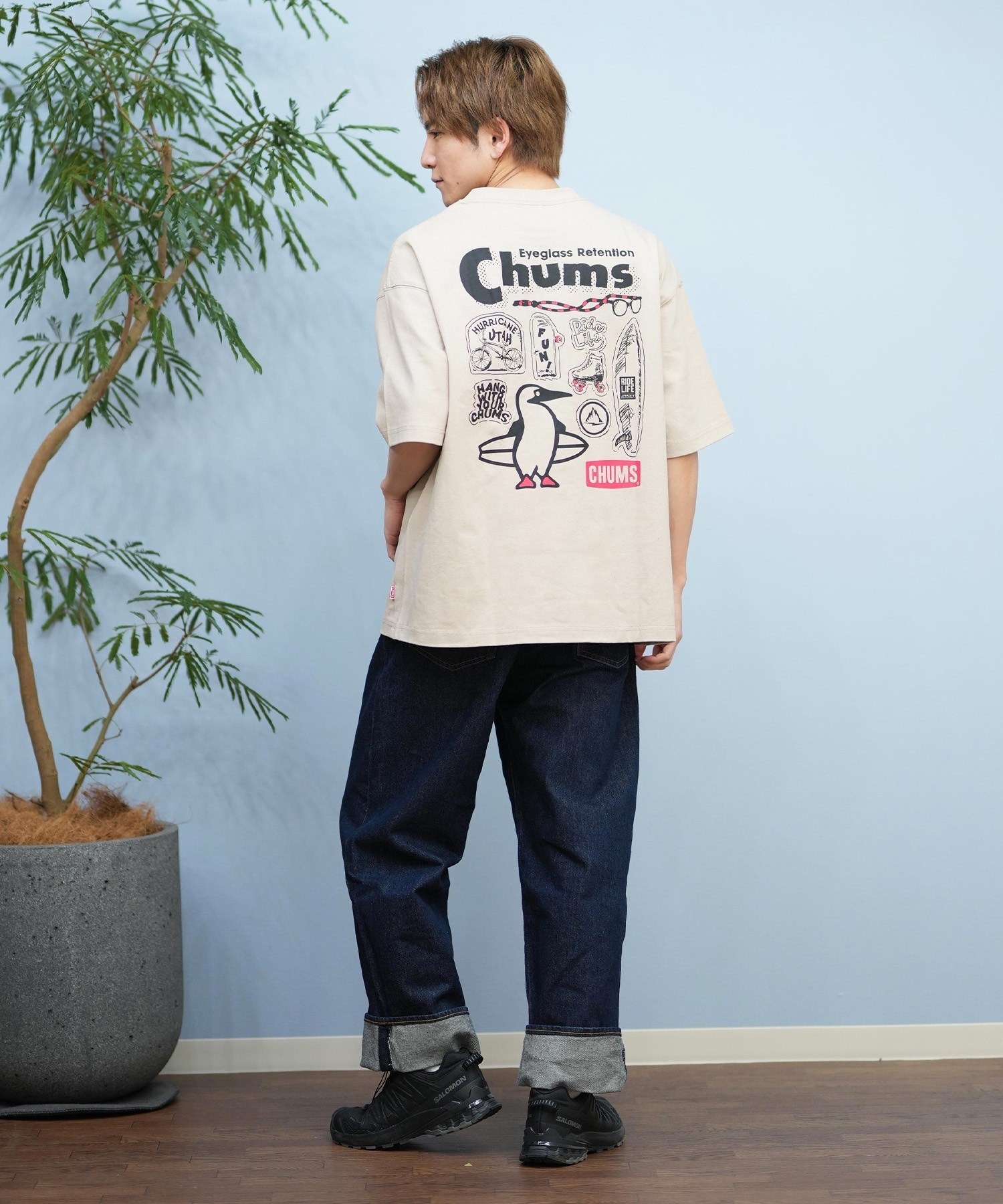 CHUMS チャムス メンズ 半袖 Tシャツ アーカイブ デザイン ヘビー コットン CH01-2413 ムラサキスポーツ限定(W001-S)