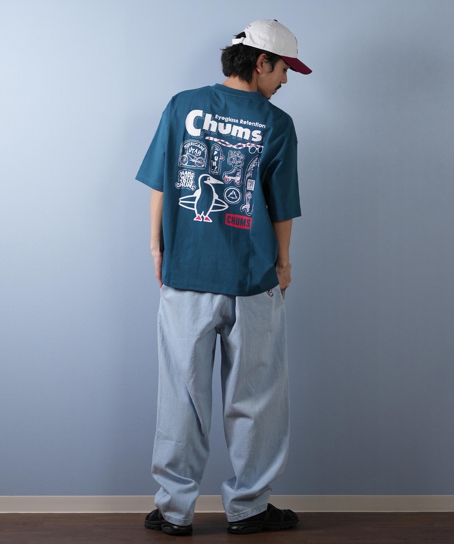 CHUMS チャムス メンズ 半袖 Tシャツ アーカイブ デザイン ヘビー コットン CH01-2413 ムラサキスポーツ限定(W001-S)