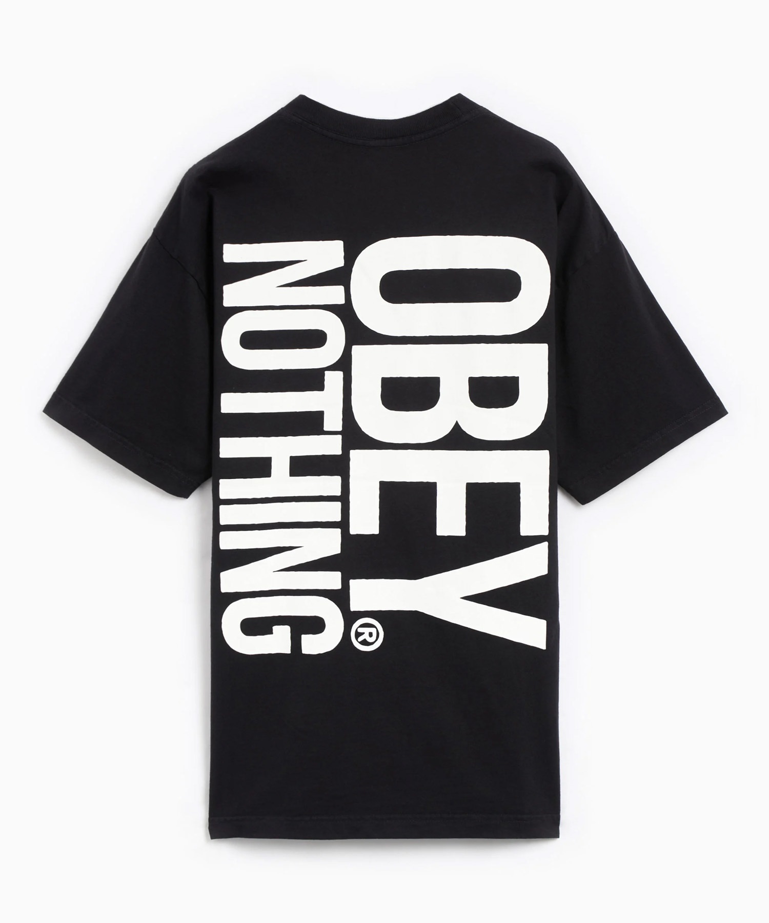 OBEY オベイ メンズ 半袖 Tシャツ バックプリント リラックスシルエット コットン OBEY NOTHING 166913719(VBLK-M)