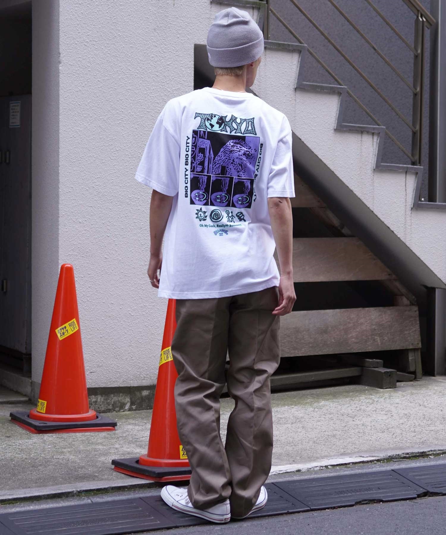 BILLABONG ビラボン メンズ 半袖 Tシャツ オーバーサイズ TOKYO BE01A-226 ムラサキスポーツ限定(WHT-M)