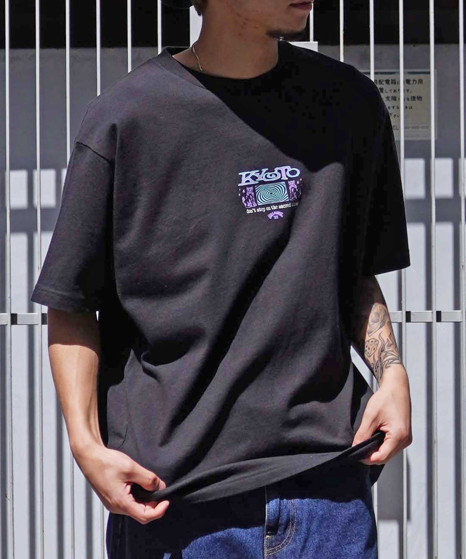 【クーポン対象】BILLABONG ビラボン メンズ 半袖 Tシャツ オーバーサイズ バックプリント KYOTO BE01A-228 ムラサキスポーツ限定(BLK-M)