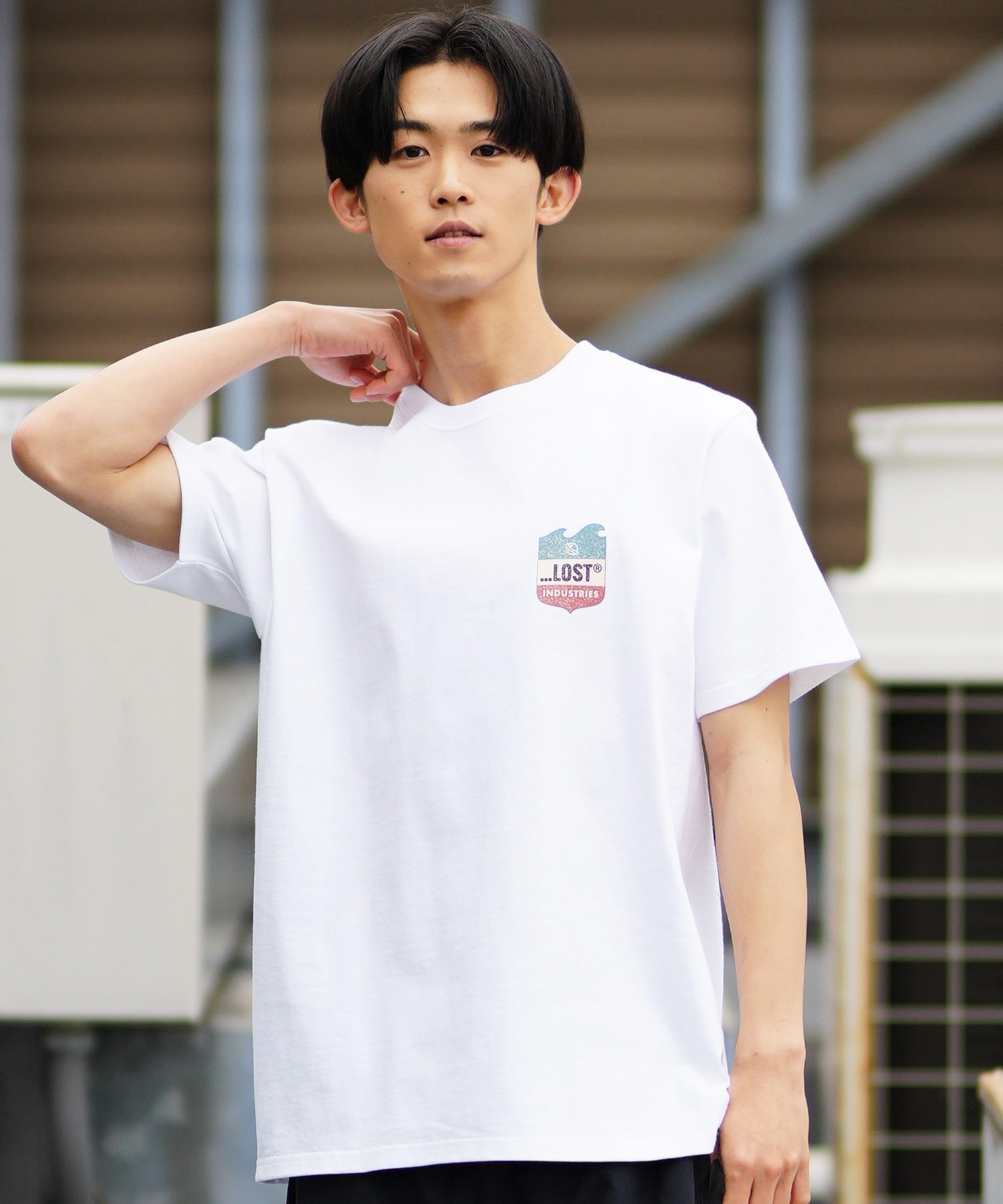 【ムラサキスポーツ限定】 LOST ロスト メンズ Tシャツ 半袖 バックプリント EMBLEM L24SS-C(CHA-M)