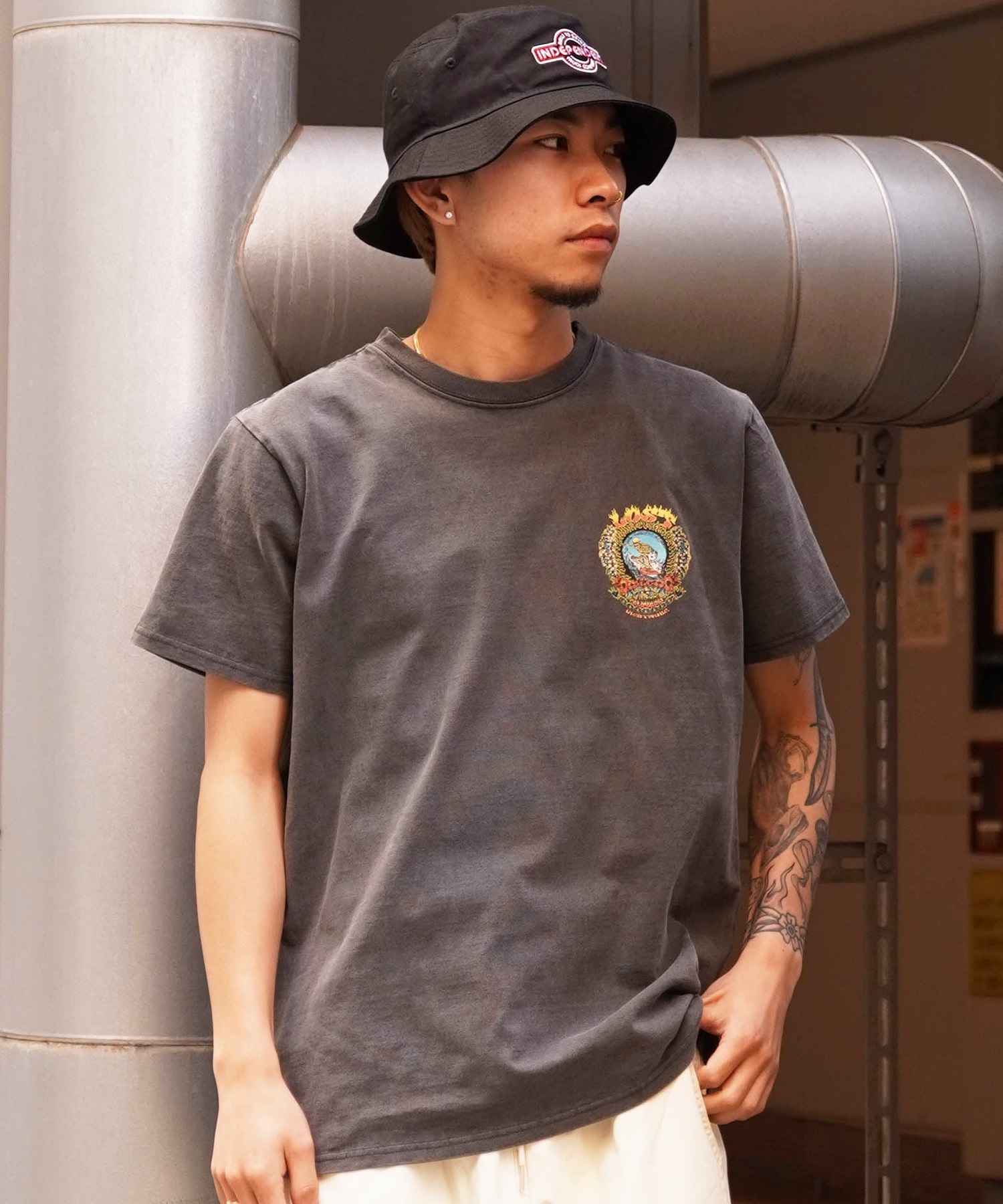 【ムラサキスポーツ限定】 LOST ロスト メンズ Tシャツ 半袖 バックプリント NIGHT MARE L24SS-E(CHA-M)