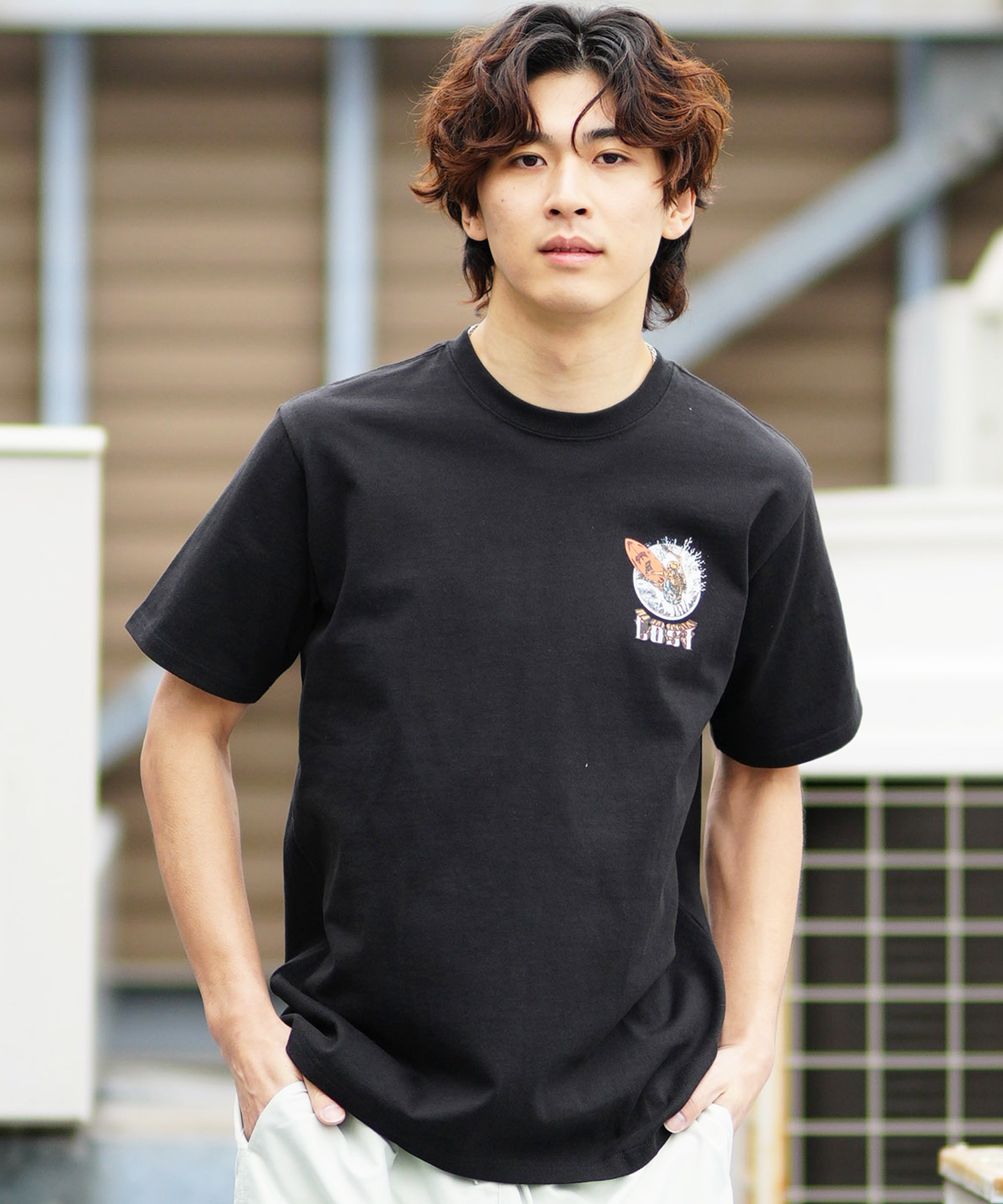 【ムラサキスポーツ限定】LOST ロスト メンズ Tシャツ 半袖 バックプリント AXIS-24SS L24SS-I(PIGBK-M)