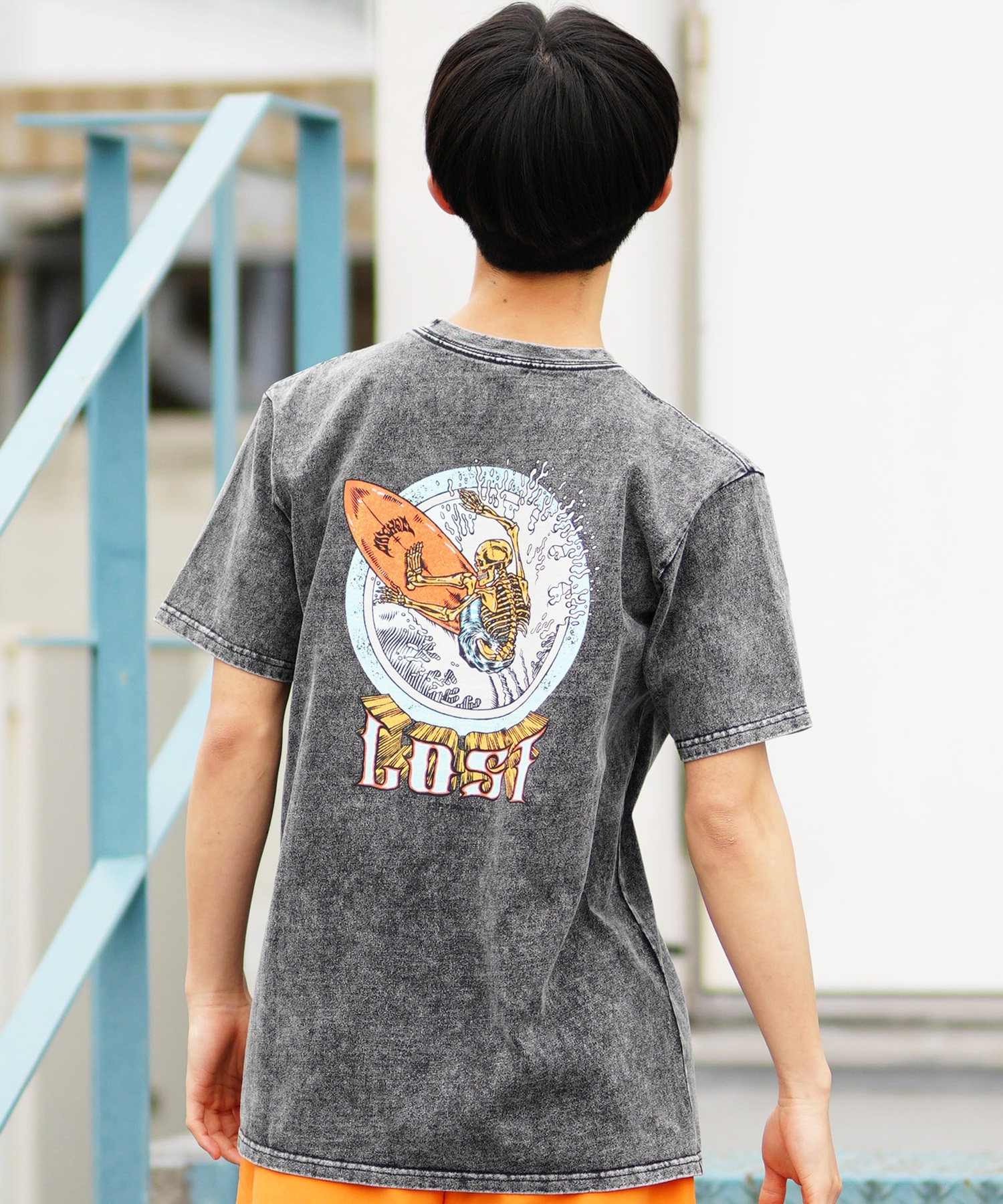 【ムラサキスポーツ限定】LOST ロスト メンズ Tシャツ 半袖 バックプリント AXIS-24SS L24SS-I(PIGBK-M)