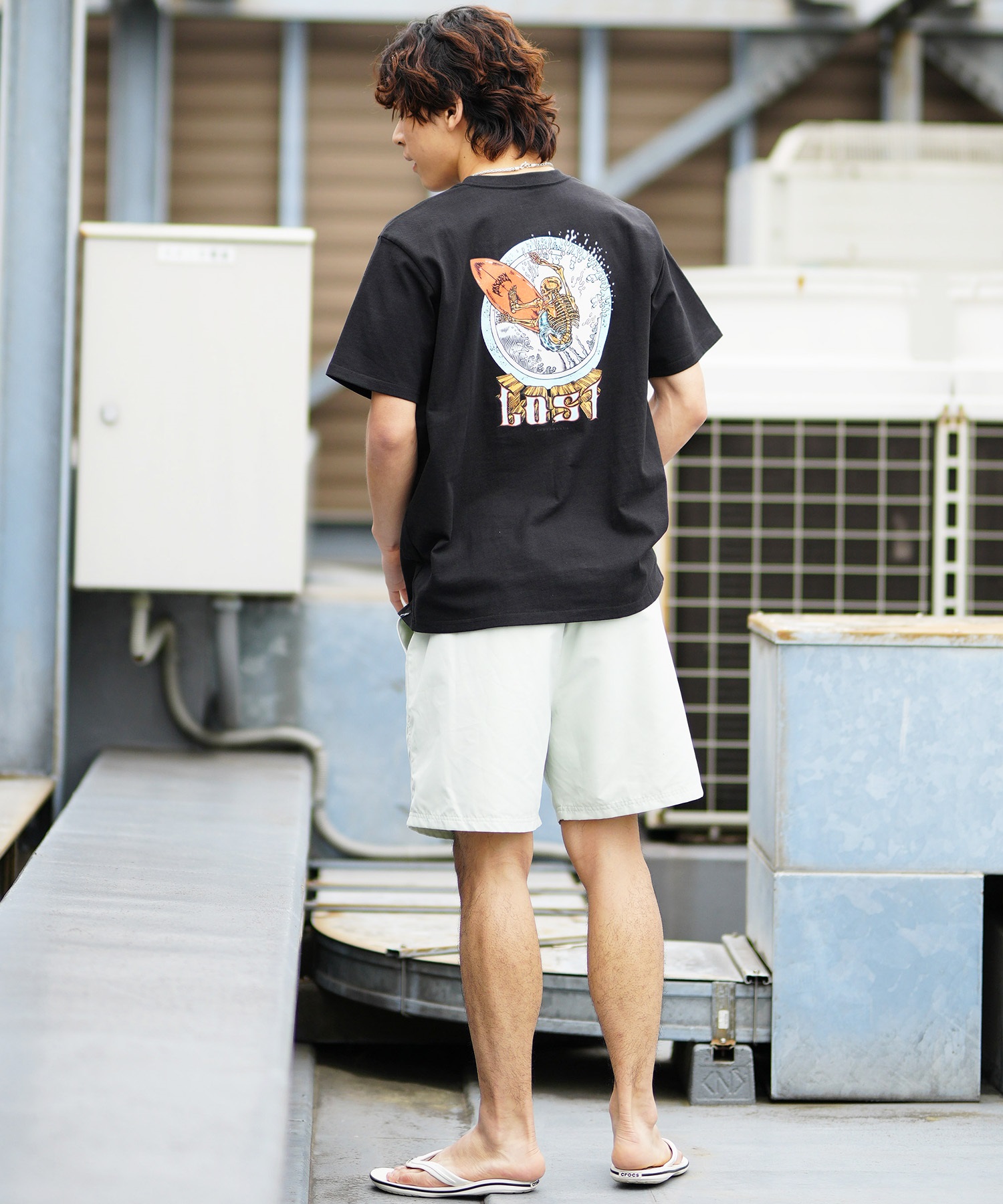 【ムラサキスポーツ限定】LOST ロスト メンズ Tシャツ 半袖 バックプリント AXIS-24SS L24SS-I(WHT-M)