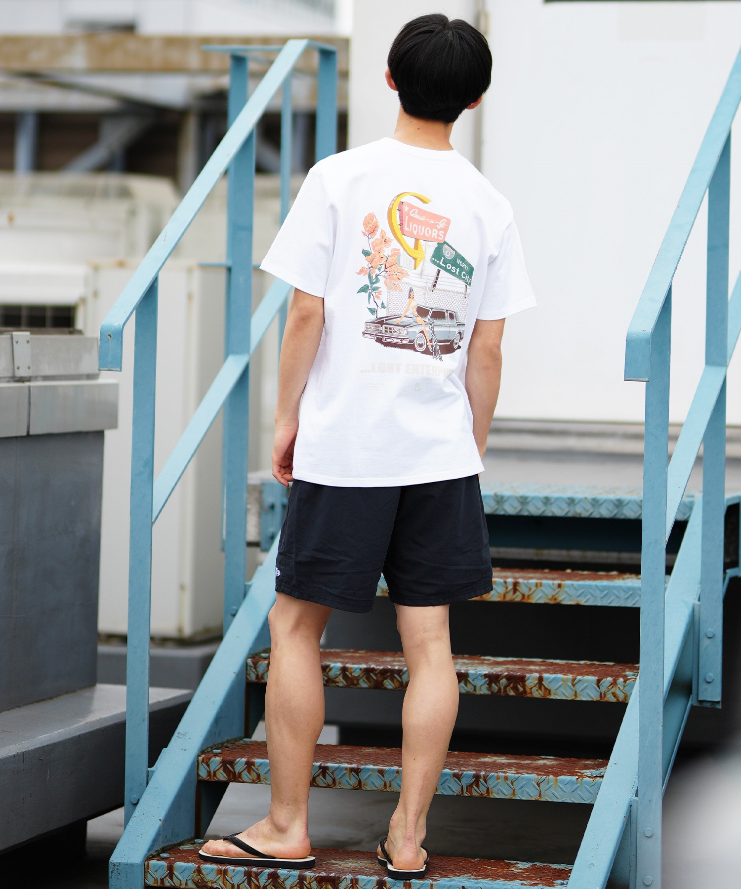 【ムラサキスポーツ限定】 LOST ロスト メンズ Tシャツ 半袖 バックプリント LOST CITY L24SS-J(WHT-M)