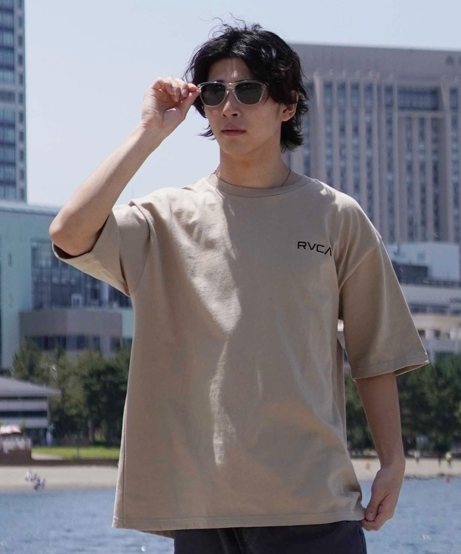 RVCA ルーカ メンズ Tシャツ 半袖 バックプリント オーバーサイズ BE04A-P21 ムラサキスポーツ限定(WHT-S)