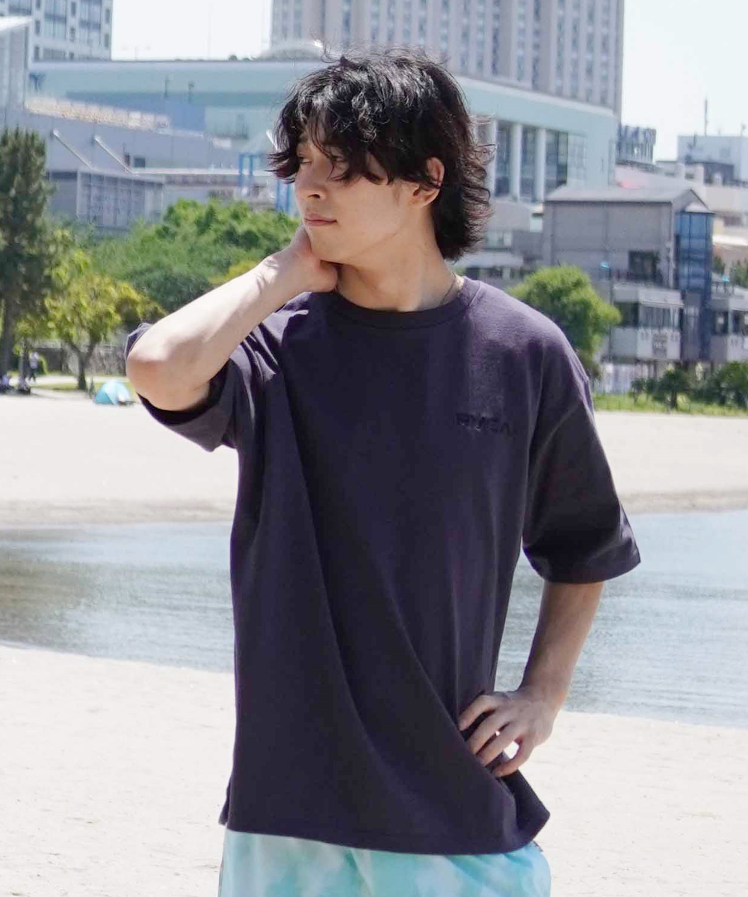 RVCA ルーカ メンズ Tシャツ 半袖 バックプリント オーバーサイズ BE04A-P21 ムラサキスポーツ限定(WHT-S)
