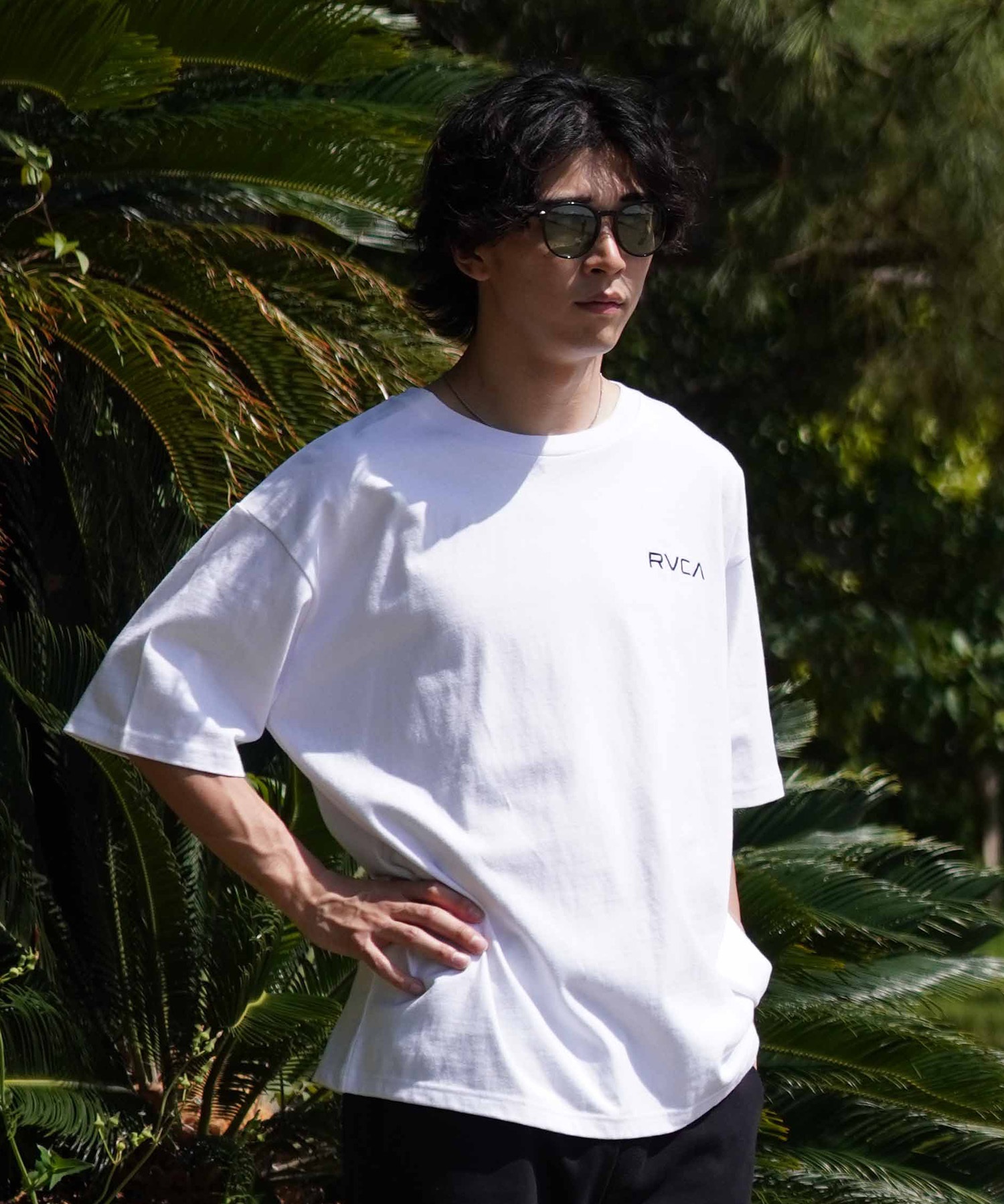 RVCA ルーカ メンズ Tシャツ 半袖 バックプリント オーバーサイズ BE04A-P21 ムラサキスポーツ限定(WHT-S)