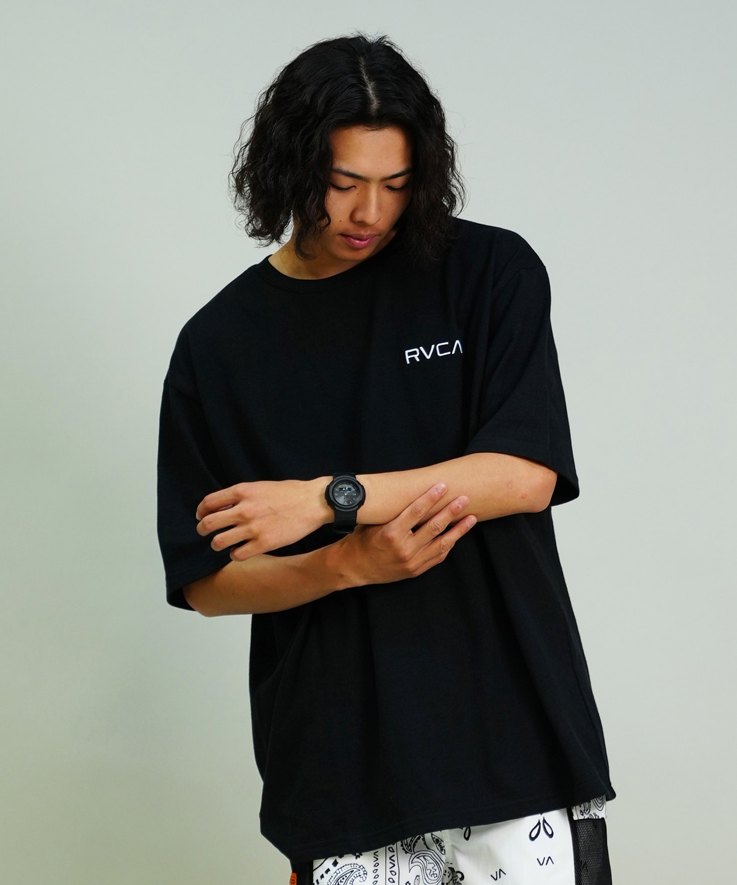 RVCA ルーカ メンズ Tシャツ 半袖 バックプリント オーバーサイズ BE04A-P21 ムラサキスポーツ限定(WHT-S)