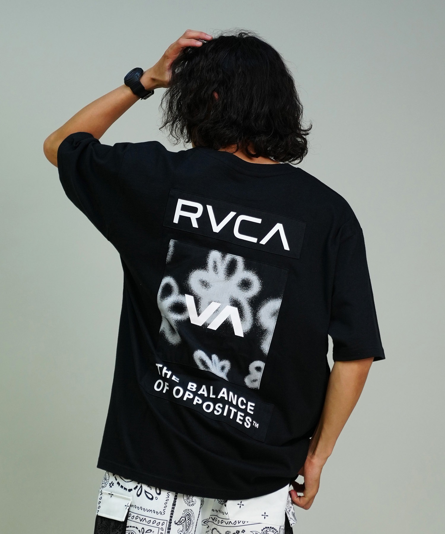 RVCA ルーカ メンズ Tシャツ 半袖 バックプリント オーバーサイズ BE04A-P21 ムラサキスポーツ限定(WHT-S)