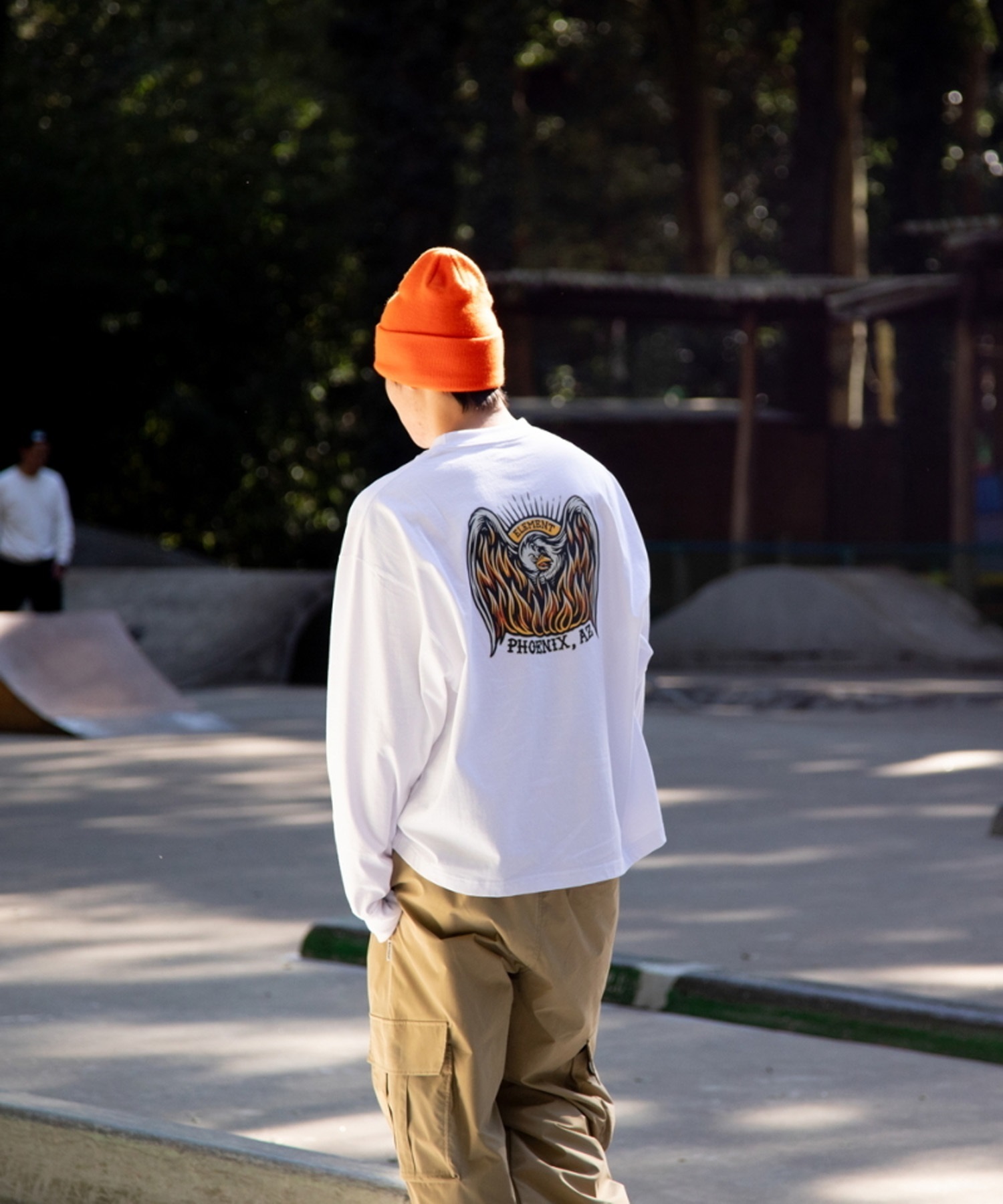 ELEMENT/エレメント TIMBER PHOENIX LS メンズ 長袖 Tシャツ TIMBER! コラボ ロンT オーバーサイズ クルーネック BD022-070(WHT-M)